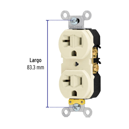 Contacto dúplex, 2 polos 3 hilos, 20 A, Standard, marfil CODO-MS 46100 MM0