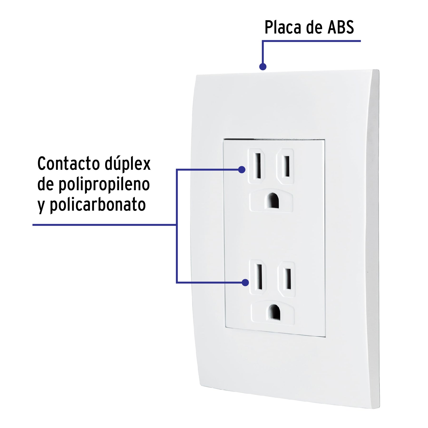 Contacto dúplex, 2 polos + tierra, línea Oslo, blanco CODO-OB 48309 MM00