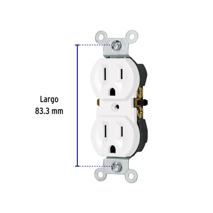 Contacto dúplex, 2 polos 3 hilos, Standard, blanco, Volteck CODO-SB 49710 MM0