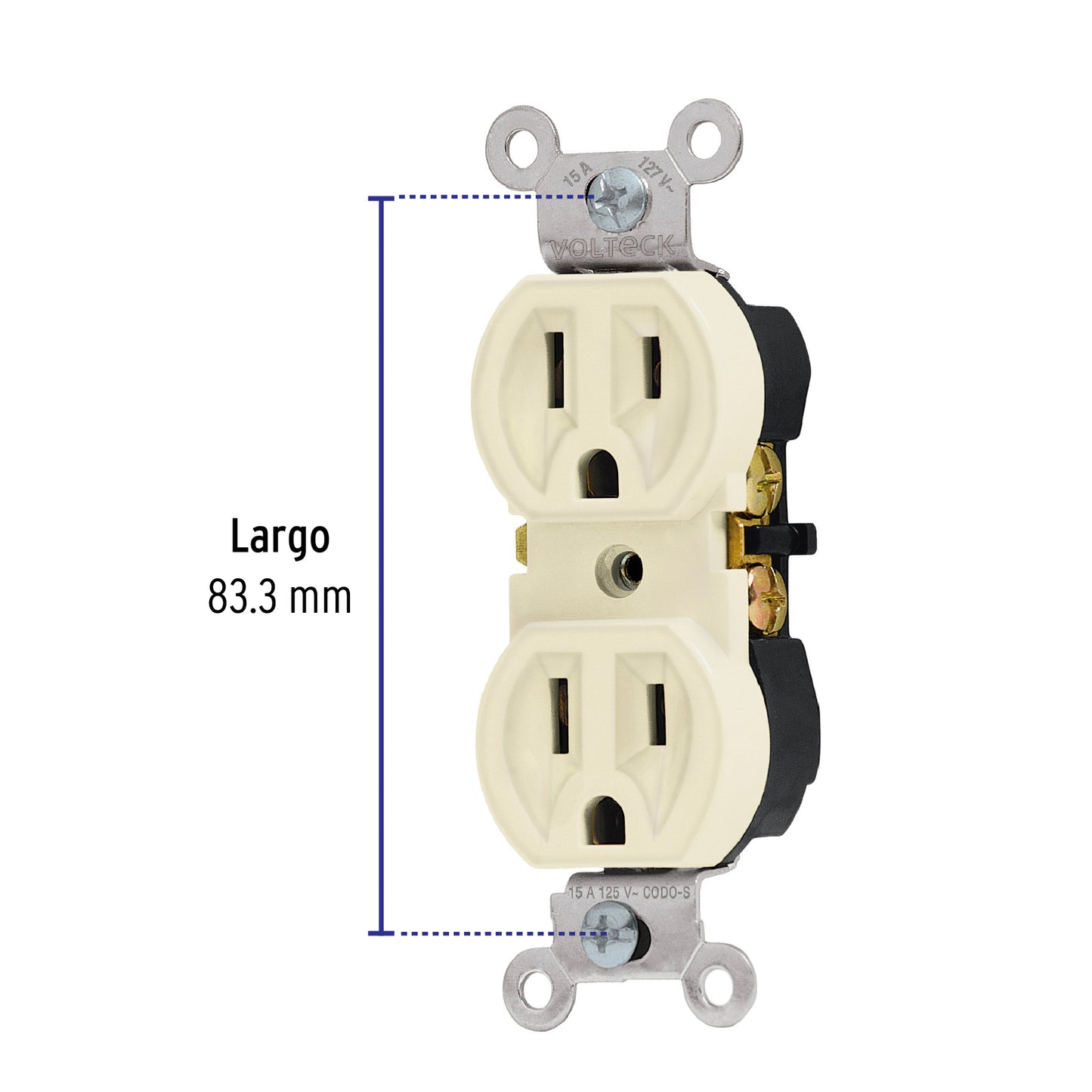 Contacto dúplex, 2 polos 3 hilos, Standard, marfil, Volteck CODO-S 46102 MM0