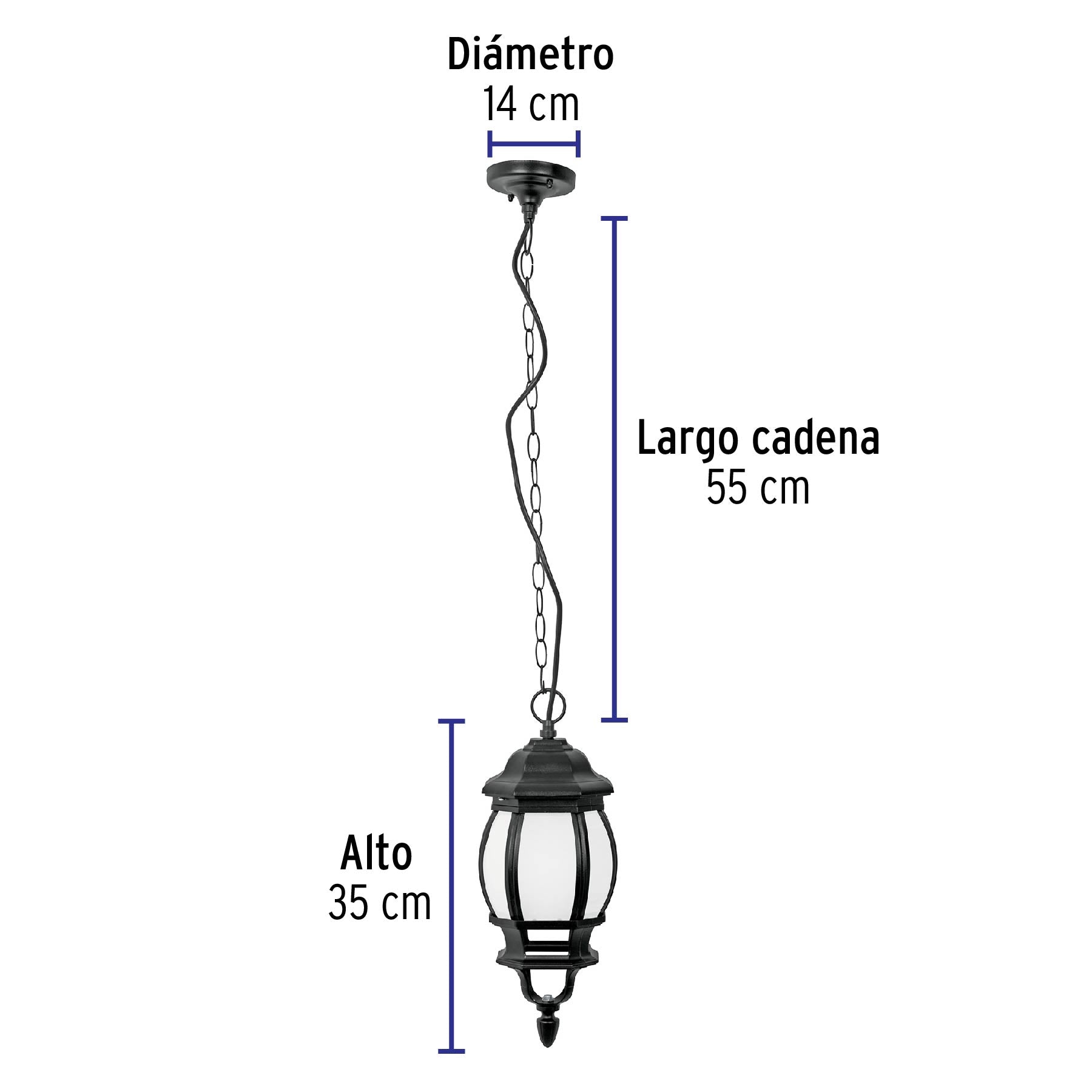 Arbotante de LED 8 W tipo farol colgante negro, Volteck COL-101L 46343 MM0