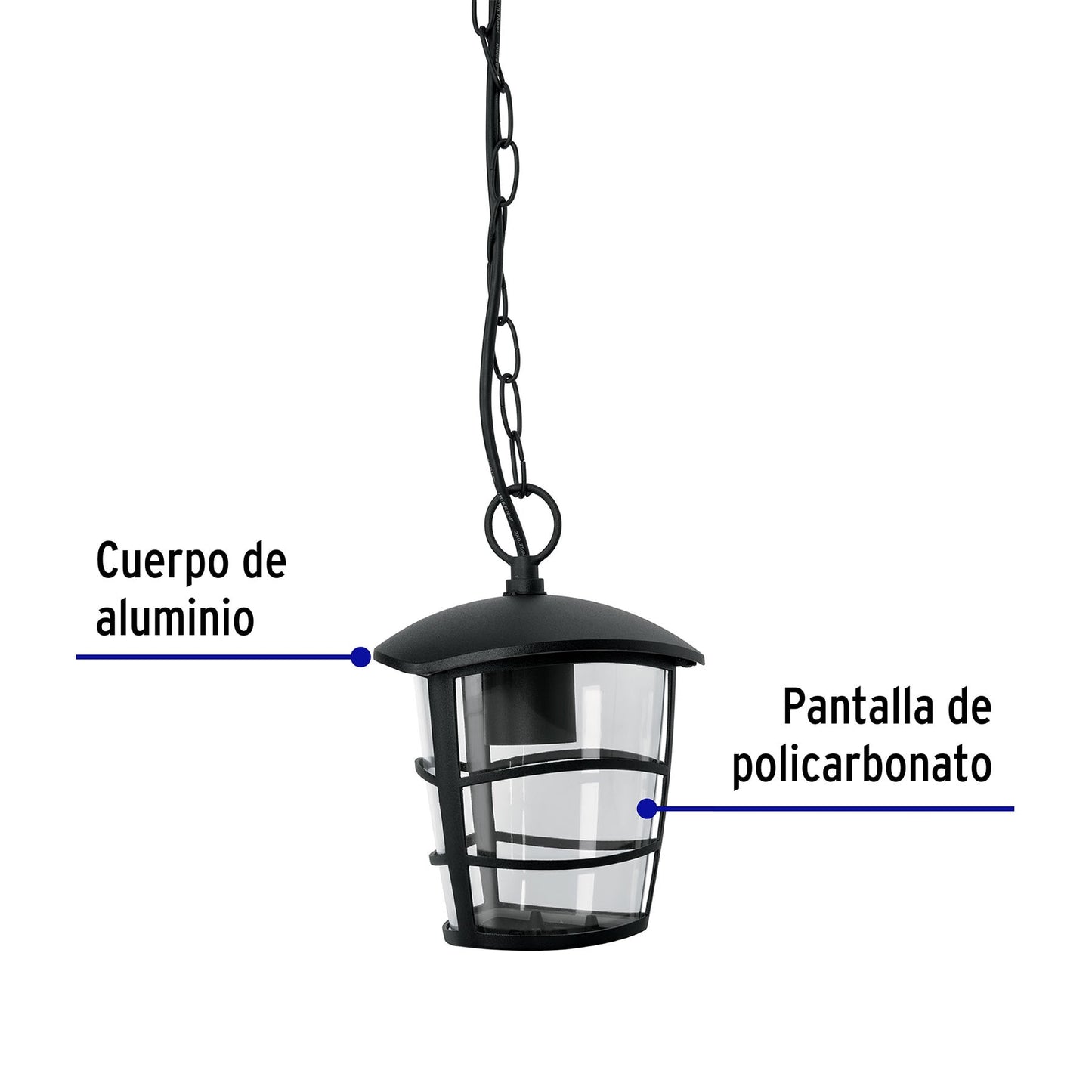 Arbotante tipo farol moderno colgante para exteriores, negro COL-103S 45094 MM0