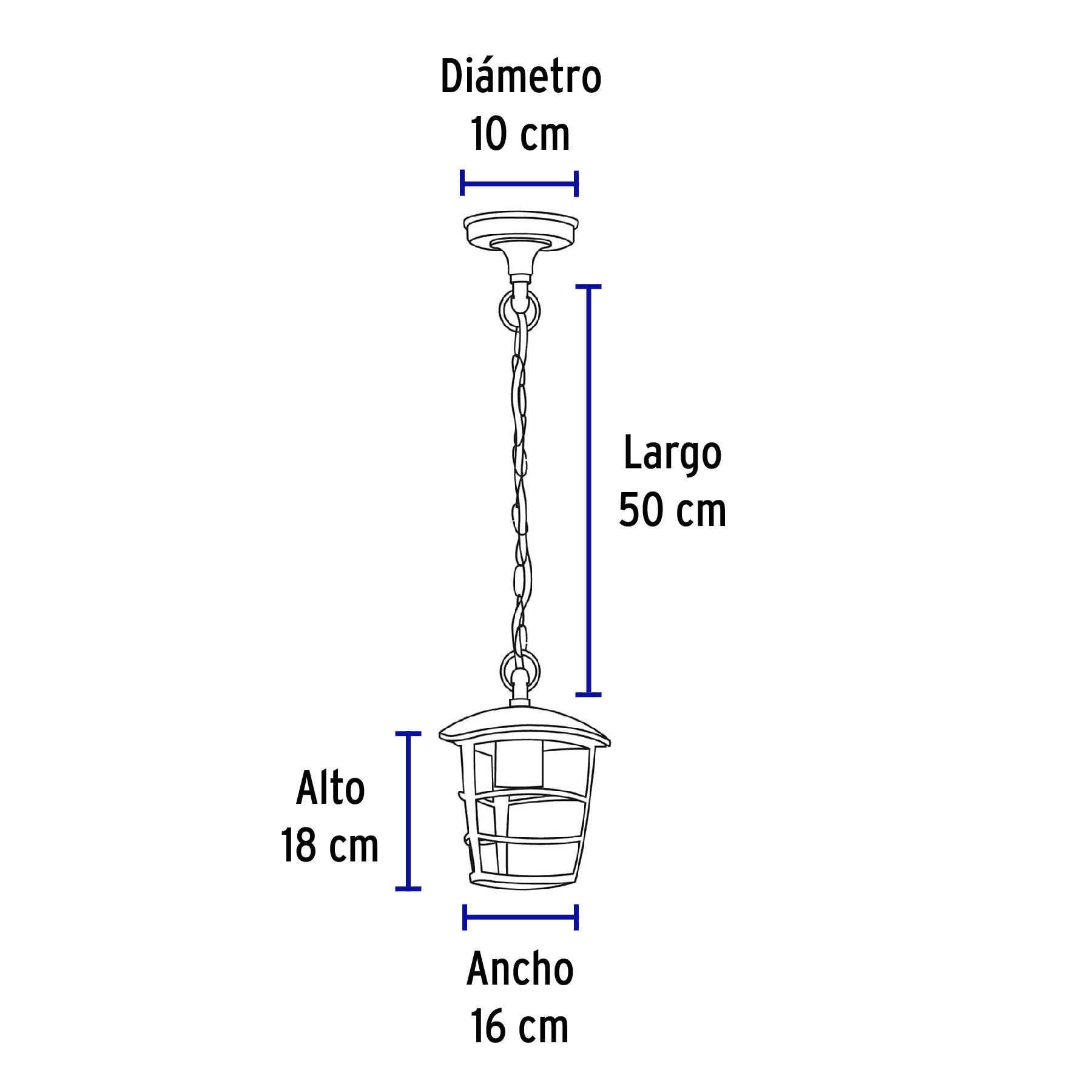 Arbotante tipo farol moderno colgante para exteriores, negro COL-103S 45094 MM0