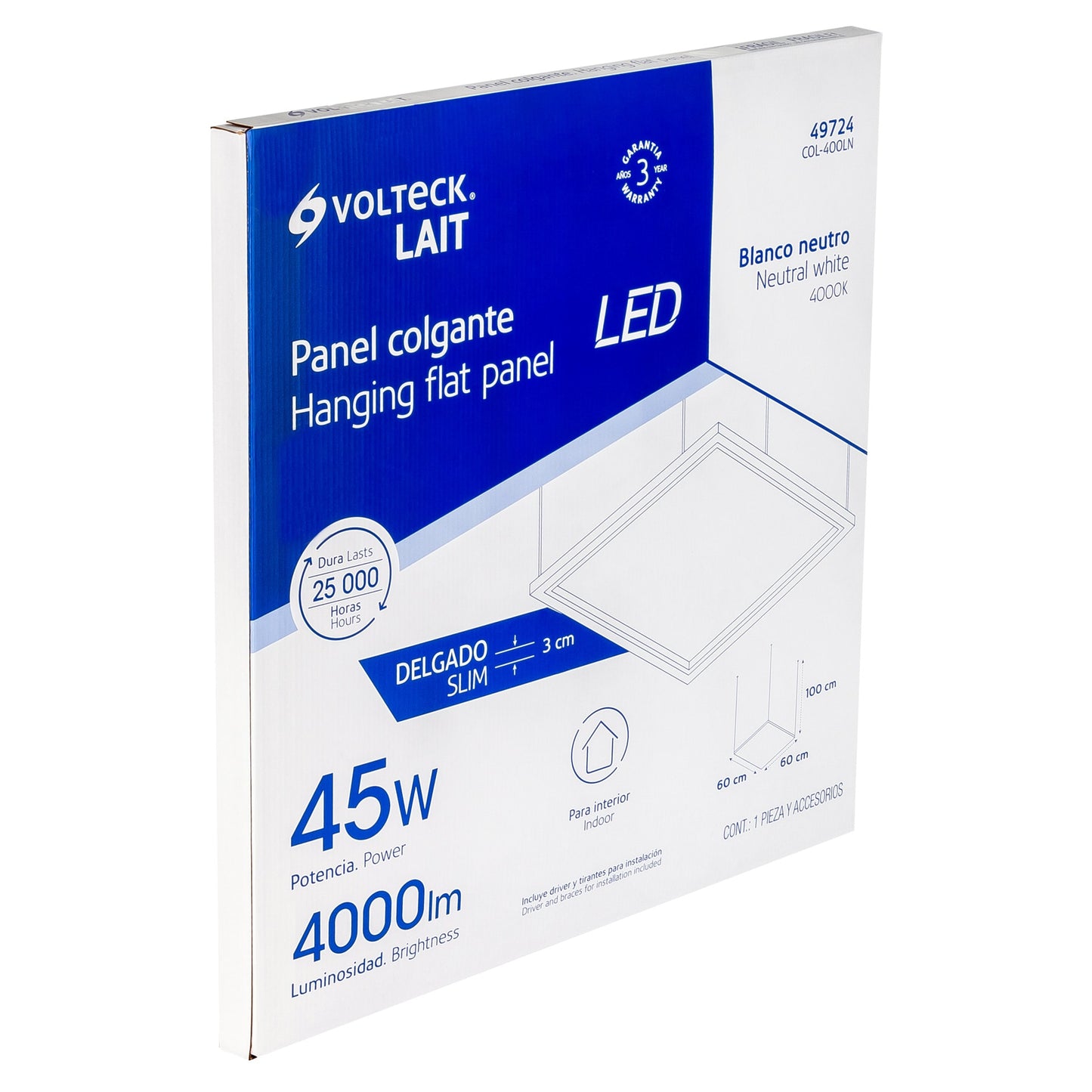 Panel delgado colgante de LED 45 W 60 x 60 cm luz neutra COL-400LN 49724 MM0