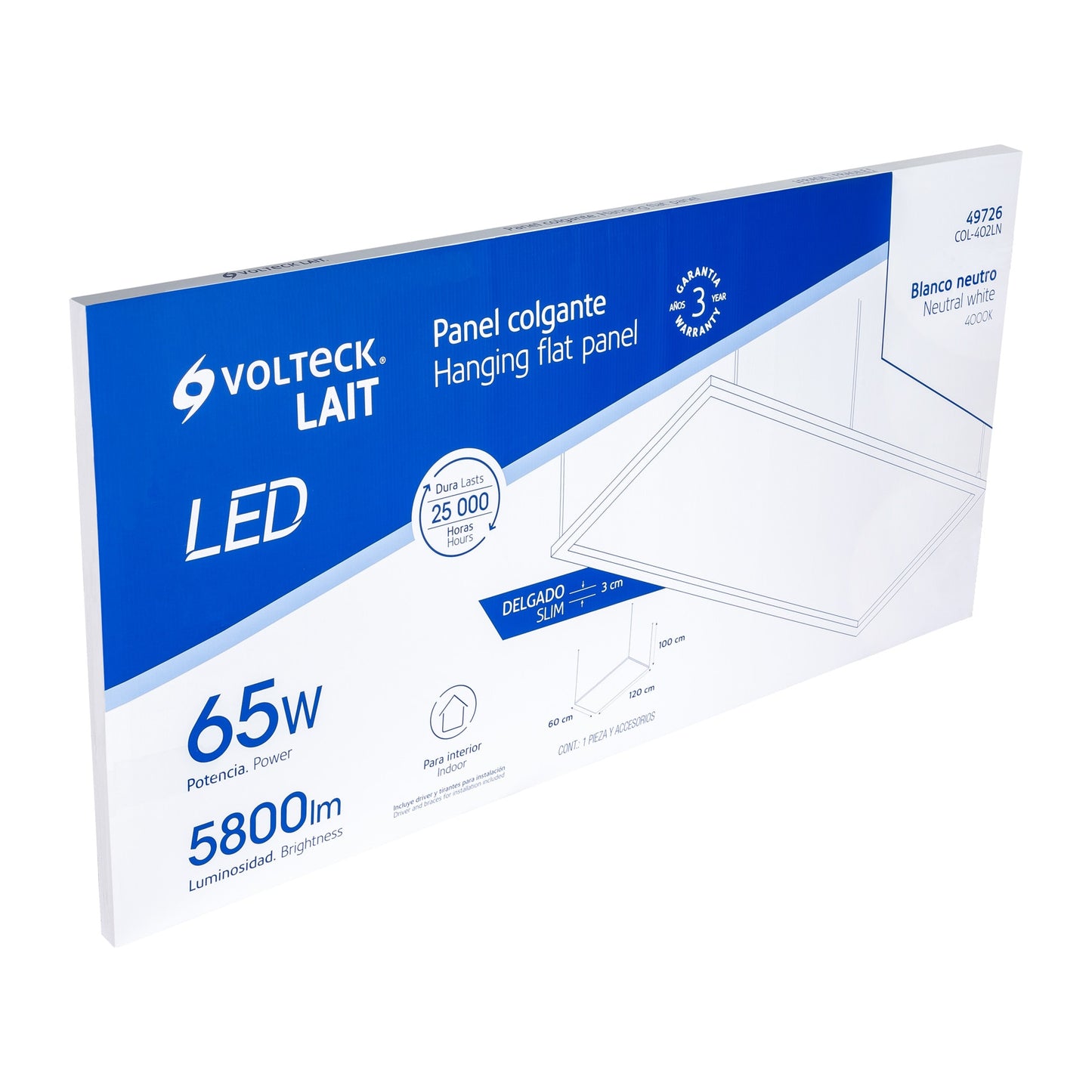 Panel delgado colgante de LED 65 W 60 x 120 cm luz neutra COL-402LN 49726 MM0