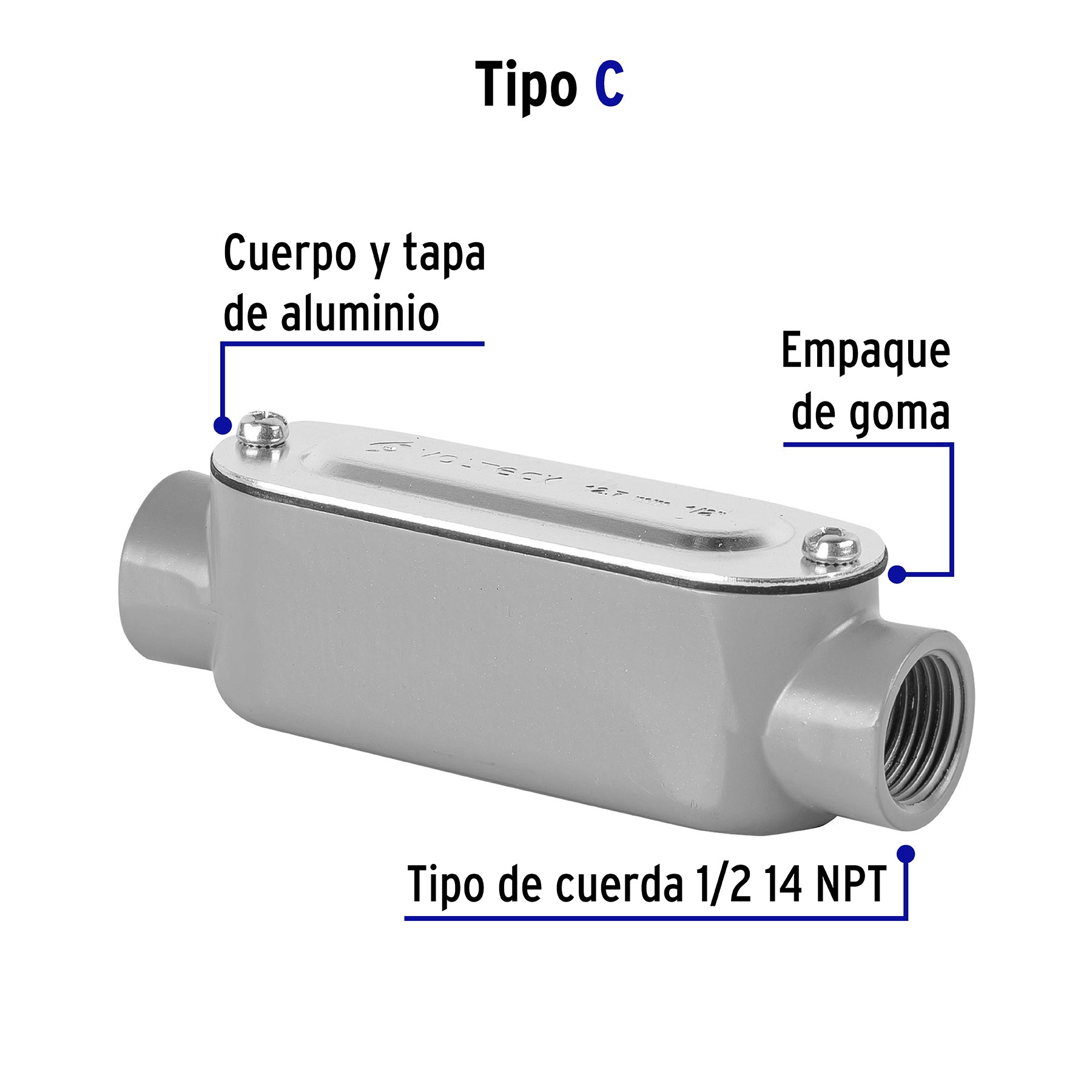 Condulet 1/2' conexión tipo C, Volteck COLET-1/2-C 46982 MM00