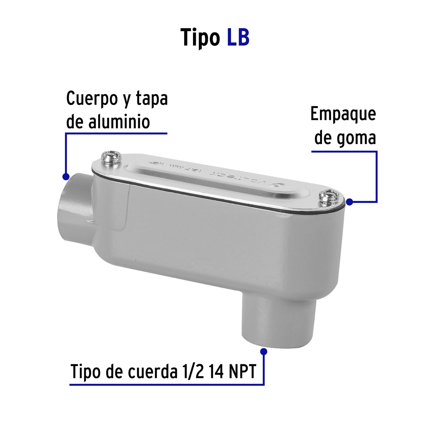 Condulet 1/2' conexión tipo LB, Volteck COLET-1/2-LB 46970 MM00