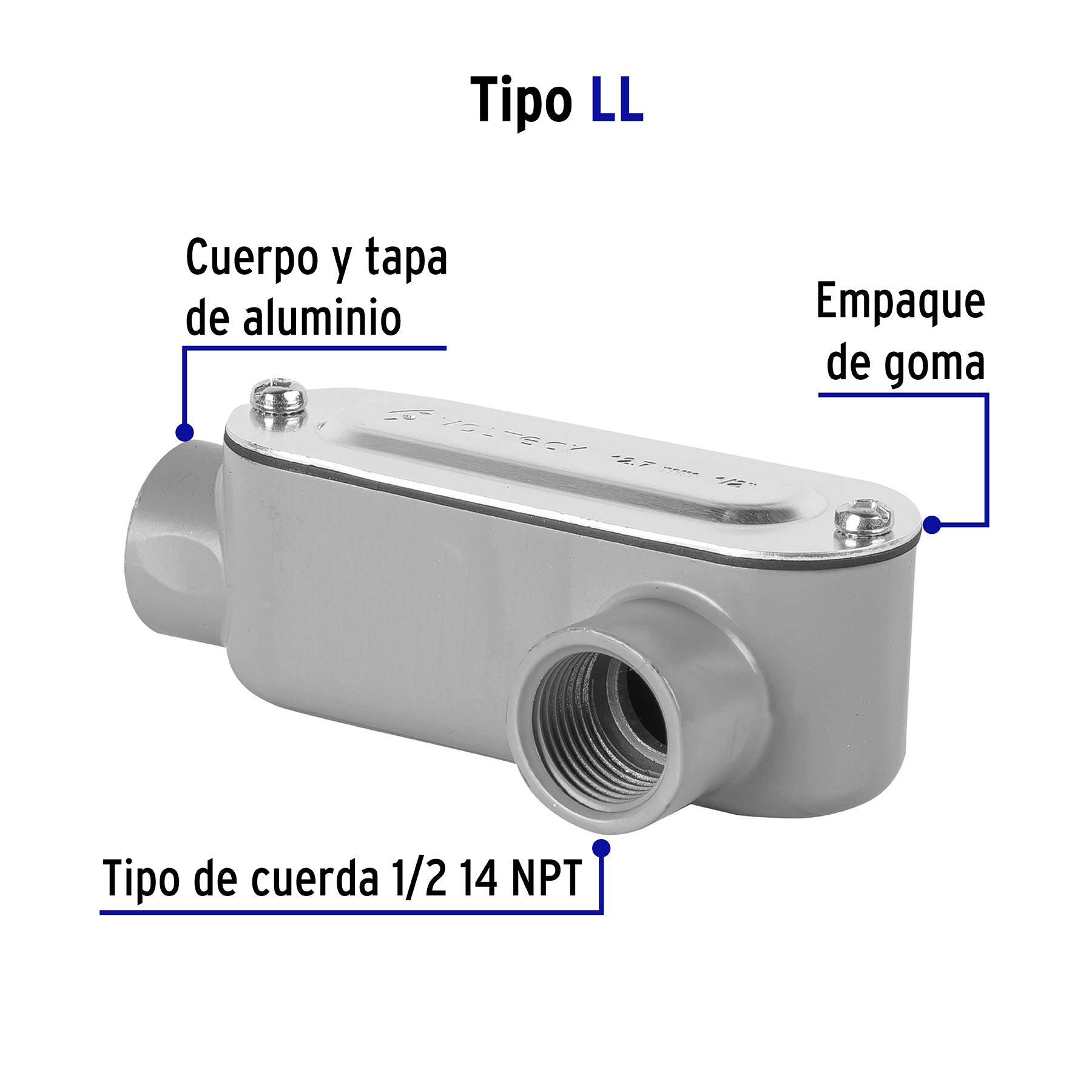 Condulet 1/2' conexión tipo LL, Volteck COLET-1/2-LL 46976 MM00