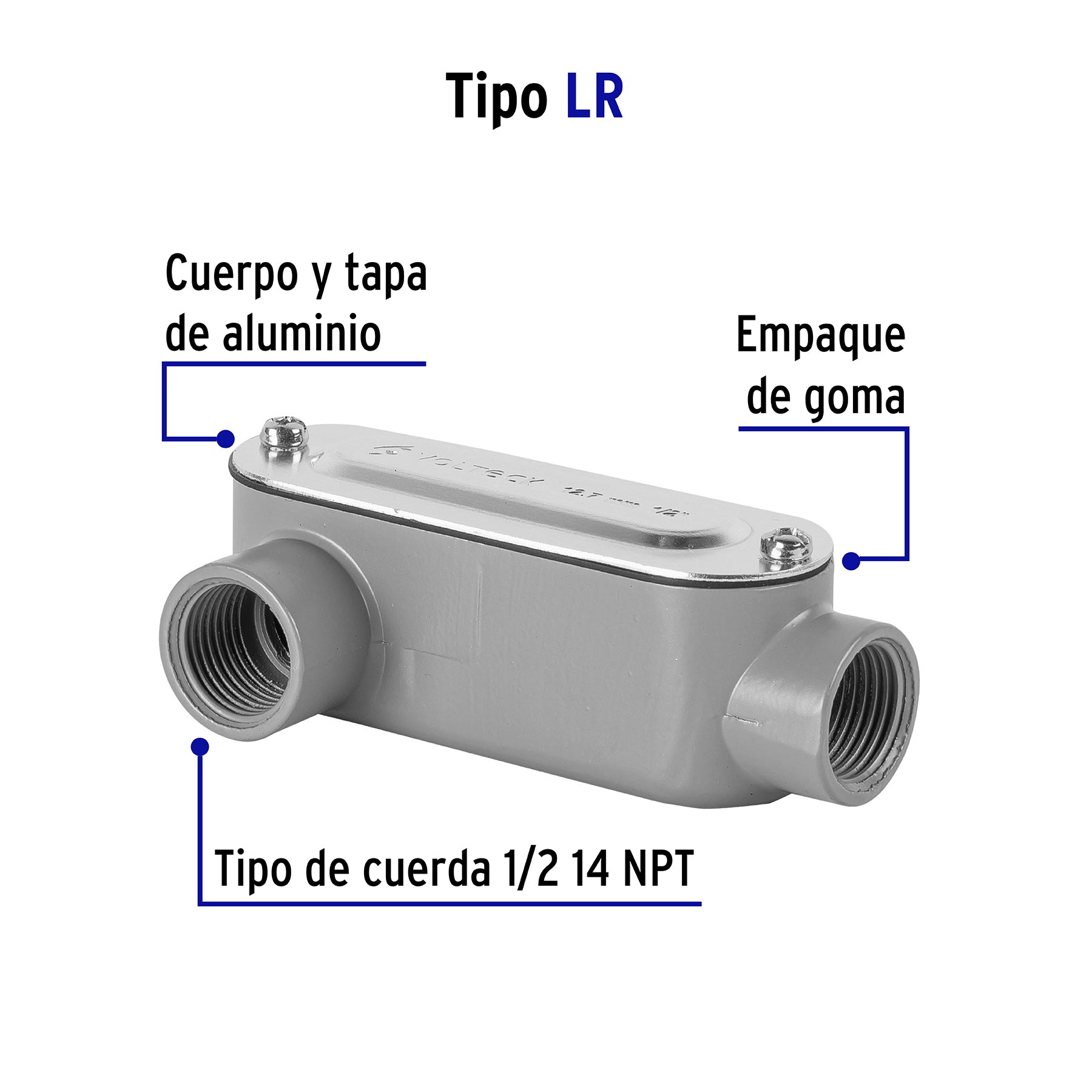 Condulet 1/2' conexión tipo LR, Volteck COLET-1/2-LR 46973 MM00