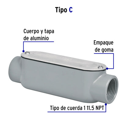 Condulet 1' conexión tipo C, Volteck COLET-1-C 46984 MM00