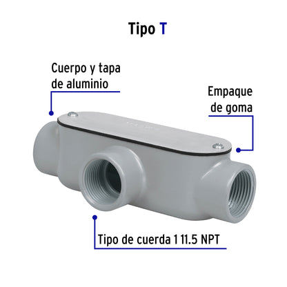 Condulet 1' conexión tipo T, Volteck COLET-1-T 46981 MM00