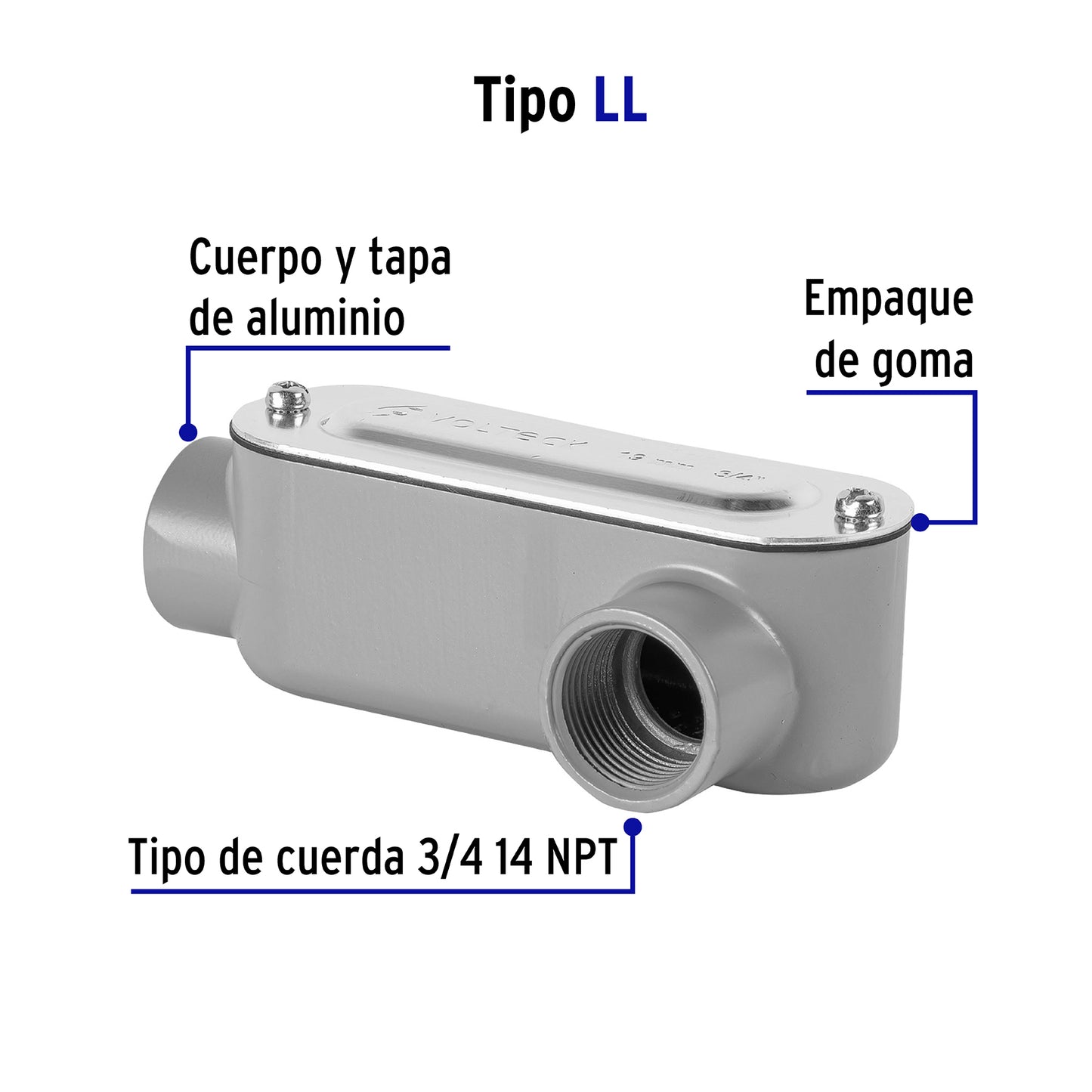 Condulet 3/4' conexión tipo LL, Volteck COLET-3/4-LL 46977 MM00