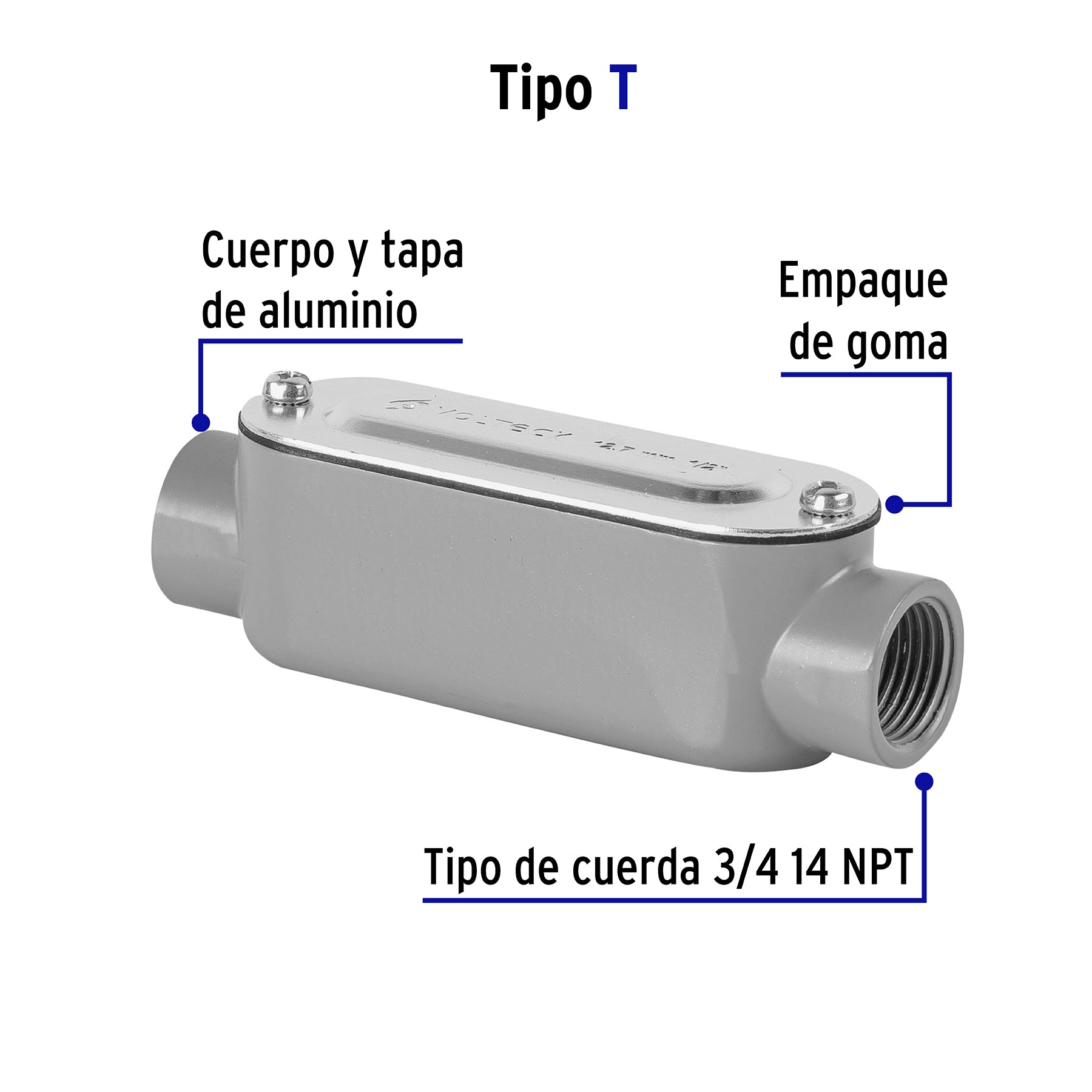 Condulet 3/4' conexión tipo T, Volteck COLET-3/4-T 46980 MM00