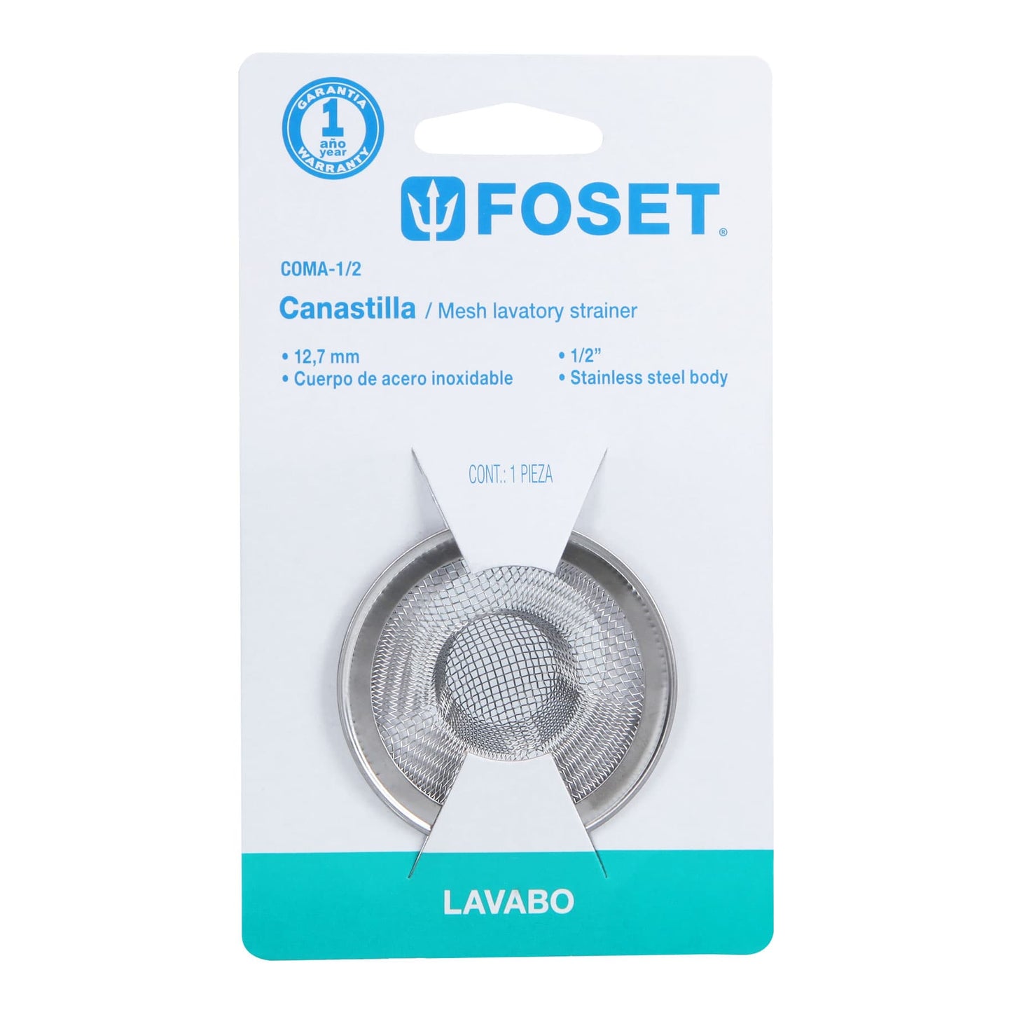 Canastilla malla 1/2' inox para lavabo, Foset COMA-1/2 45305 MM00