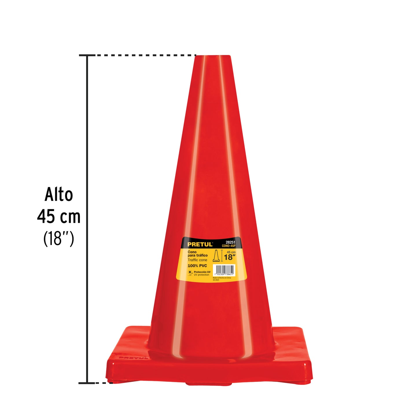 Cono de precaución de 45 cm de PVC, Pretul CONO-45P 28251 MM00