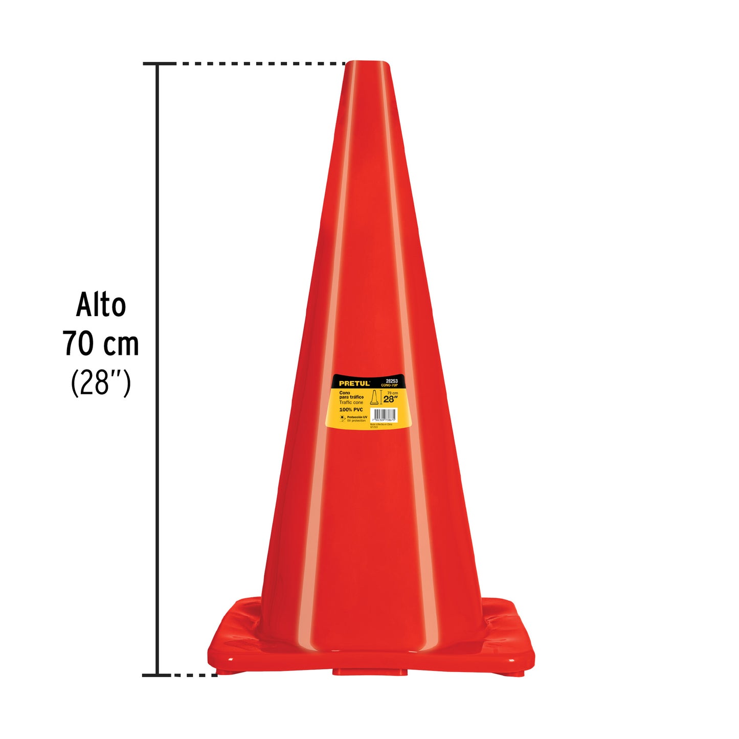 Cono de precaución de 70 cm de PVC, Pretul CONO-70P 28253 MM00