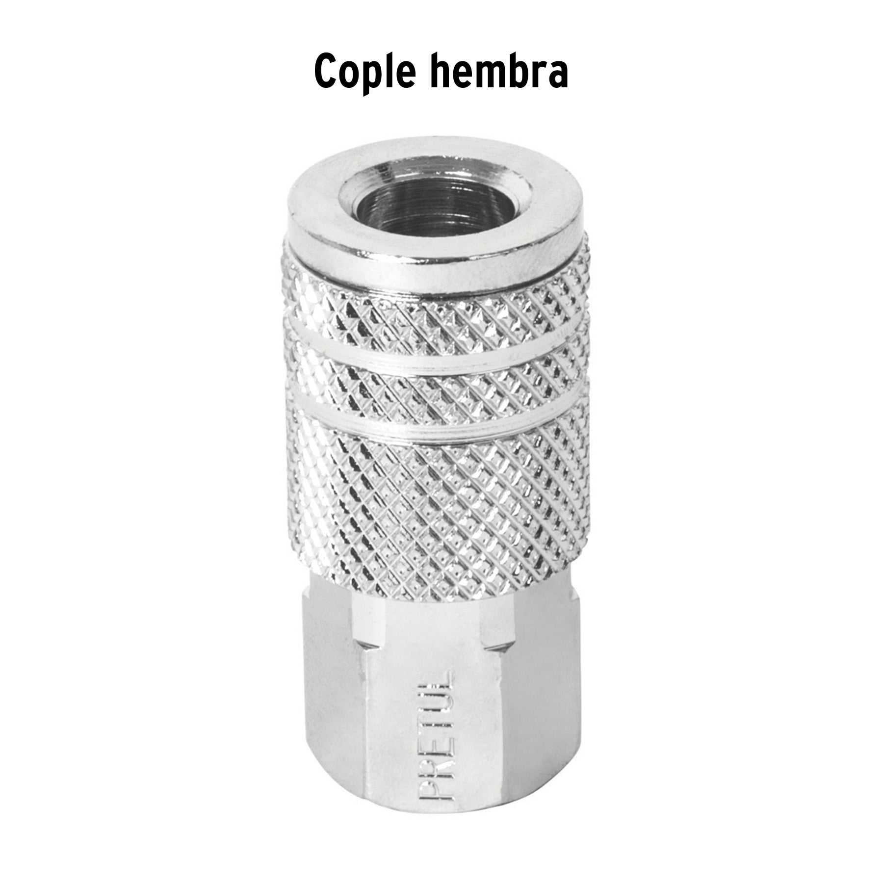 Cople acero, cuerda 1/4NPT, hembra, Pretul COPLE-HEM-1/4P 27028 MM00