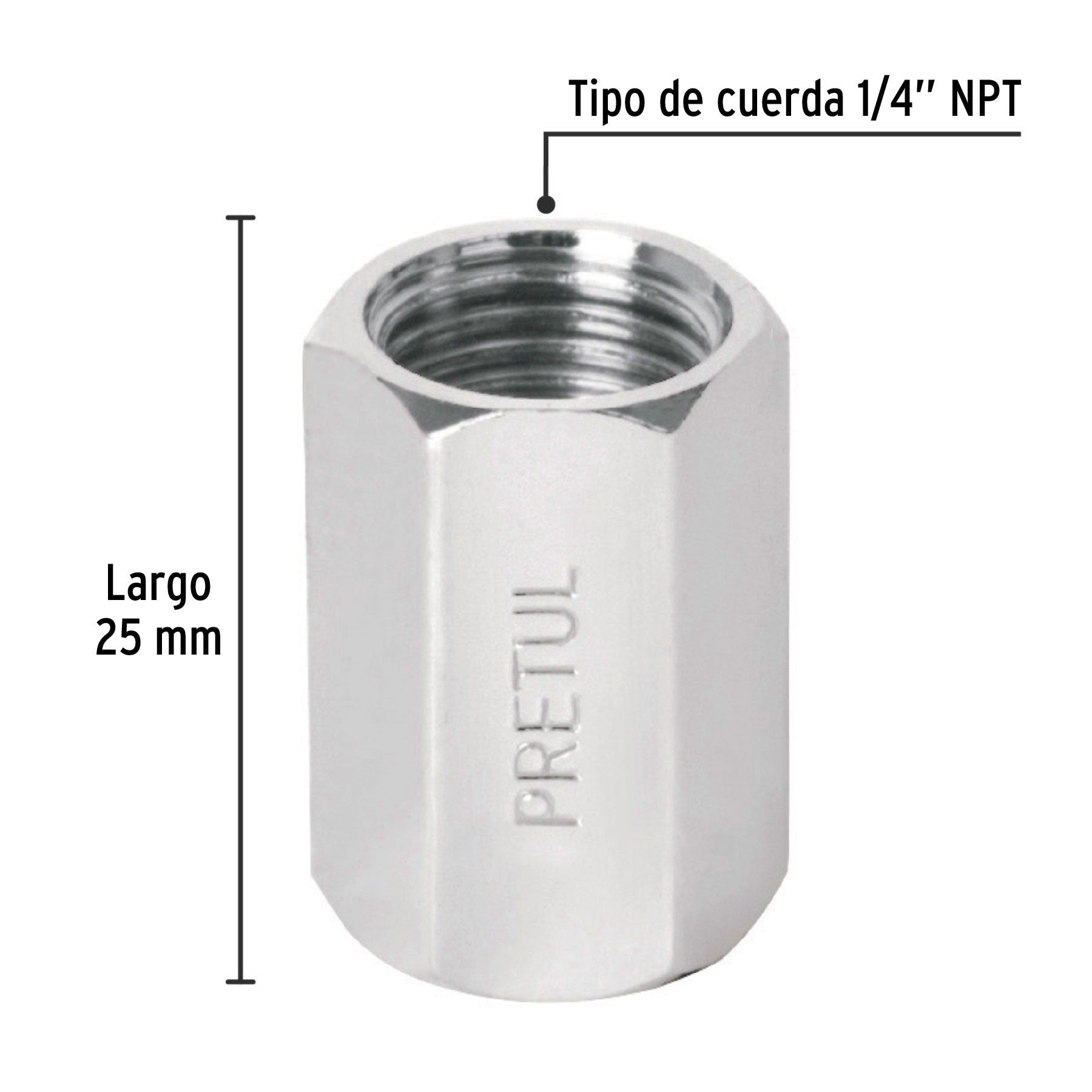 Cople acero, cuerda 1/4 NPT, Pretul COPLE-P 27027 MM00