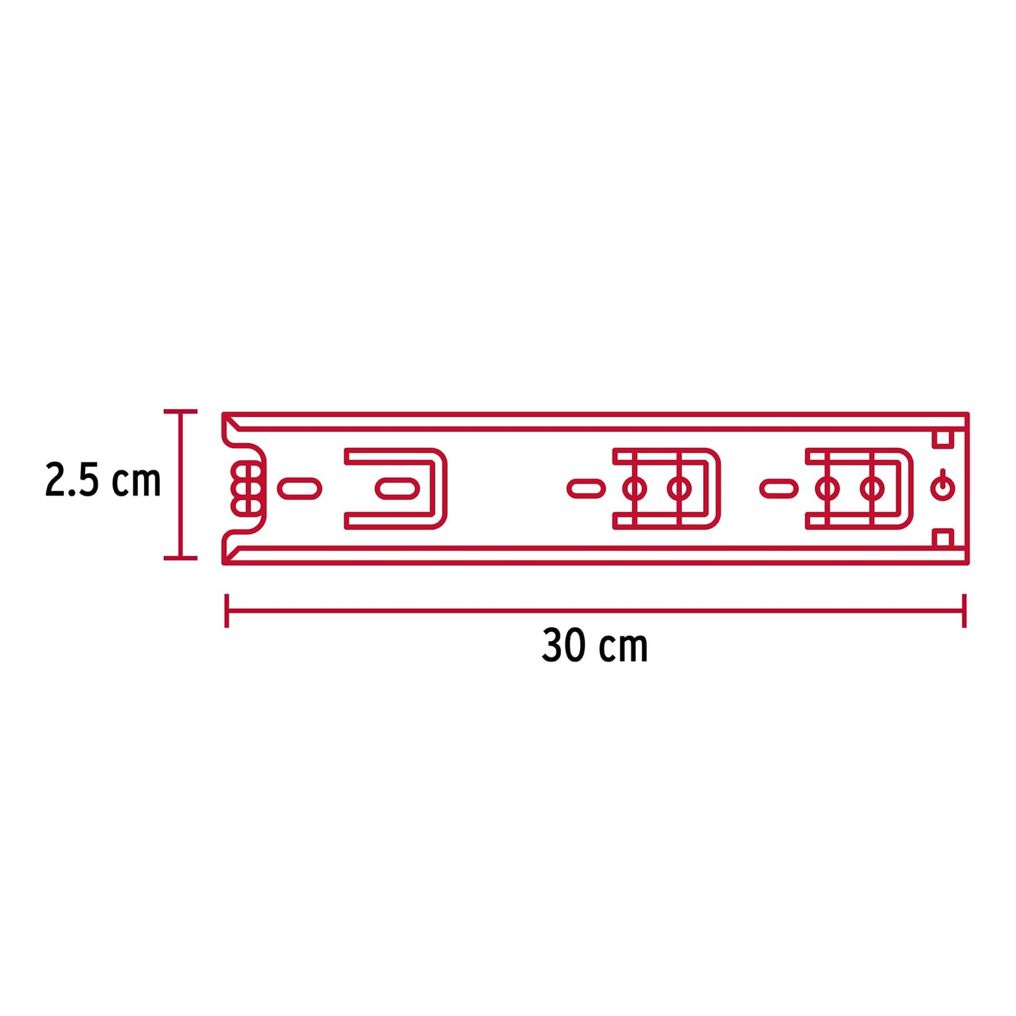 Bolsa con 2 correderas extensión 30 cm p/cajón, ancho 2.5 cm COR-230 43277 MM1