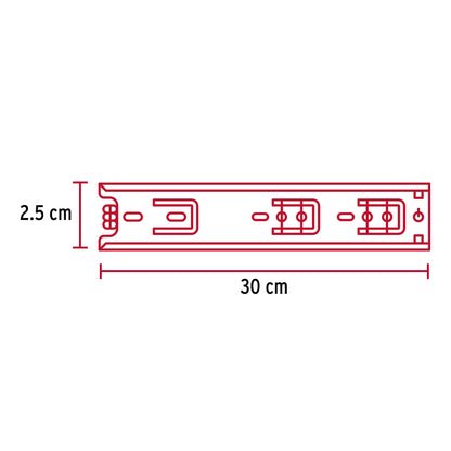 Bolsa con 2 correderas extensión 30 cm p/cajón, ancho 2.5 cm COR-230 43277 MM1