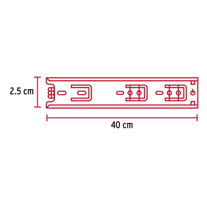 Bolsa con 2 correderas extensión 40 cm p/cajón, ancho 2.5 cm COR-240 43279 MM1