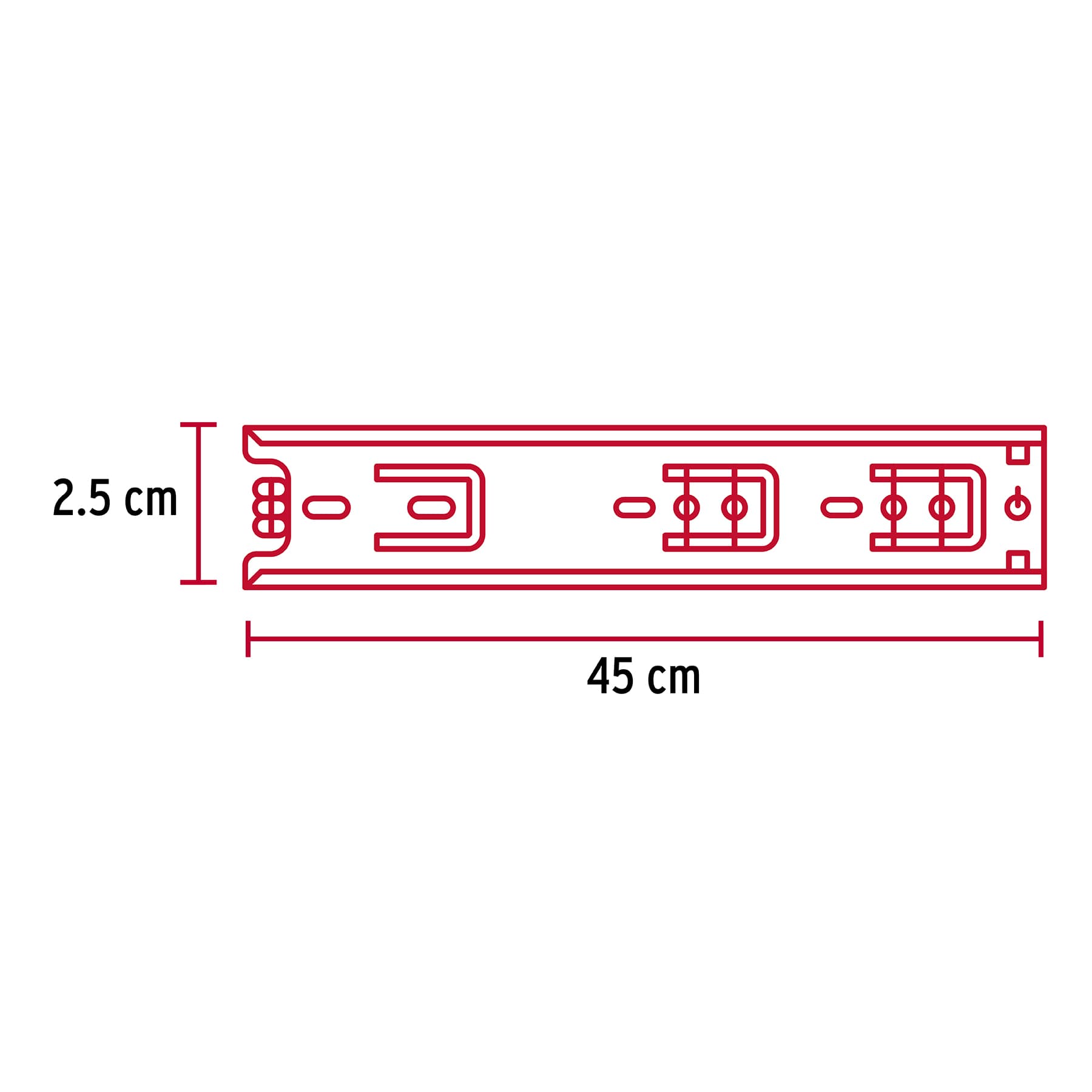 Bolsa con 2 correderas extensión 45 cm p/cajón, ancho 2.5 cm COR-245 43280 MM1