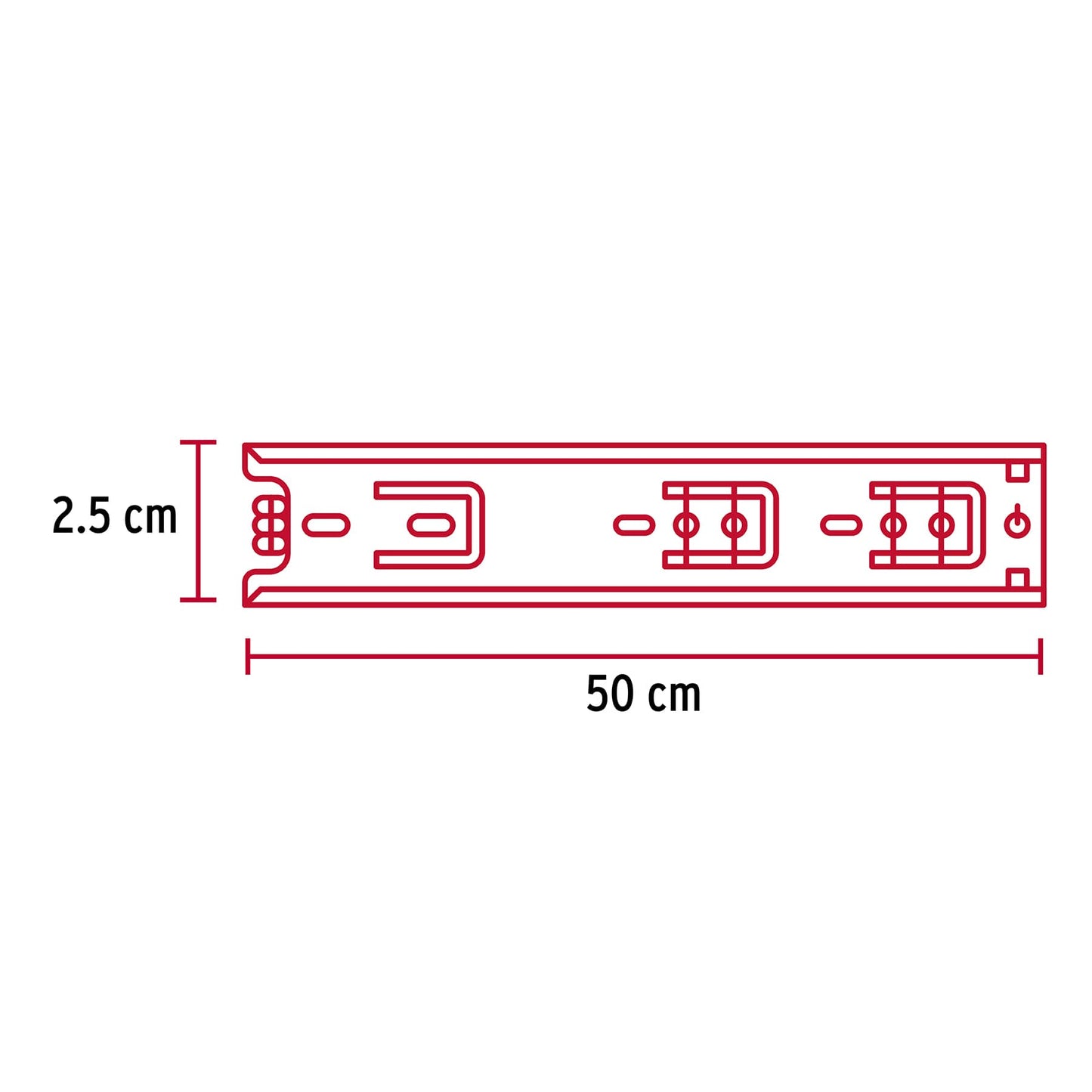 Bolsa con 2 correderas extensión 50 cm p/cajón, ancho 2.5 cm COR-250 43281 MM1