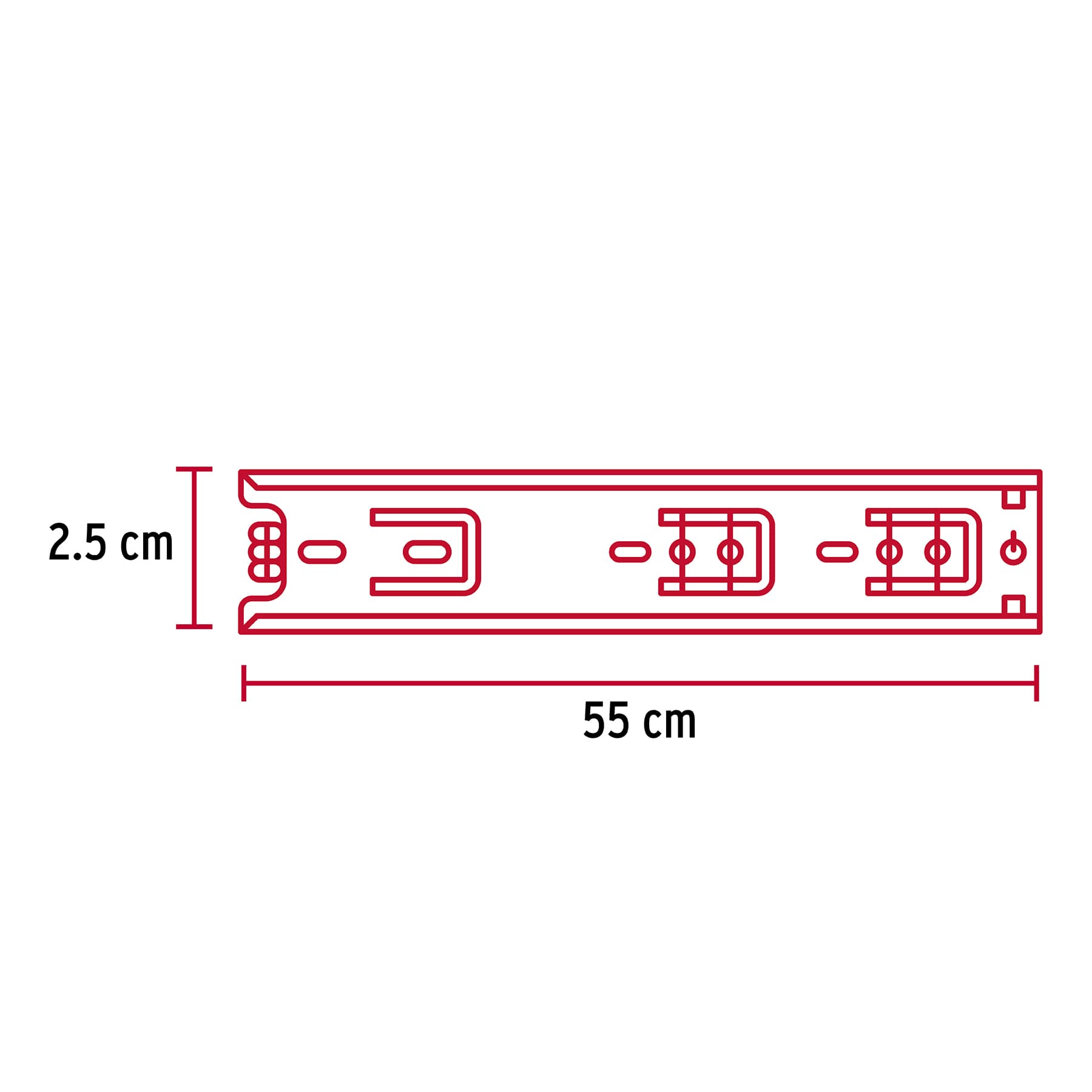 Bolsa con 2 correderas extensión 55 cm p/cajón, ancho 2.5 cm COR-255 43282 MM1