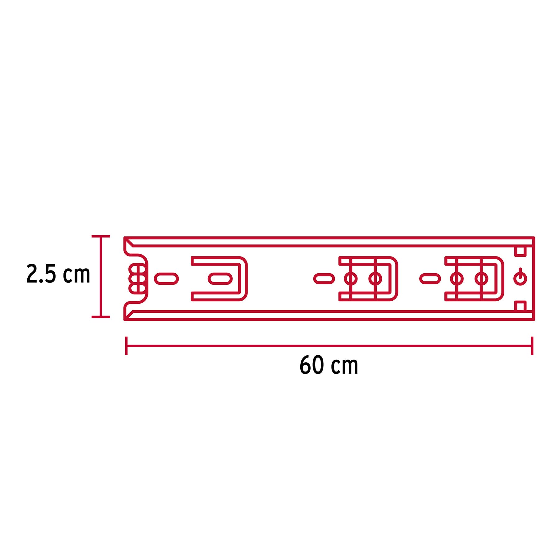 Bolsa con 2 correderas extensión 60 cm p/cajón, ancho 2.5 cm COR-260 43283 MM1