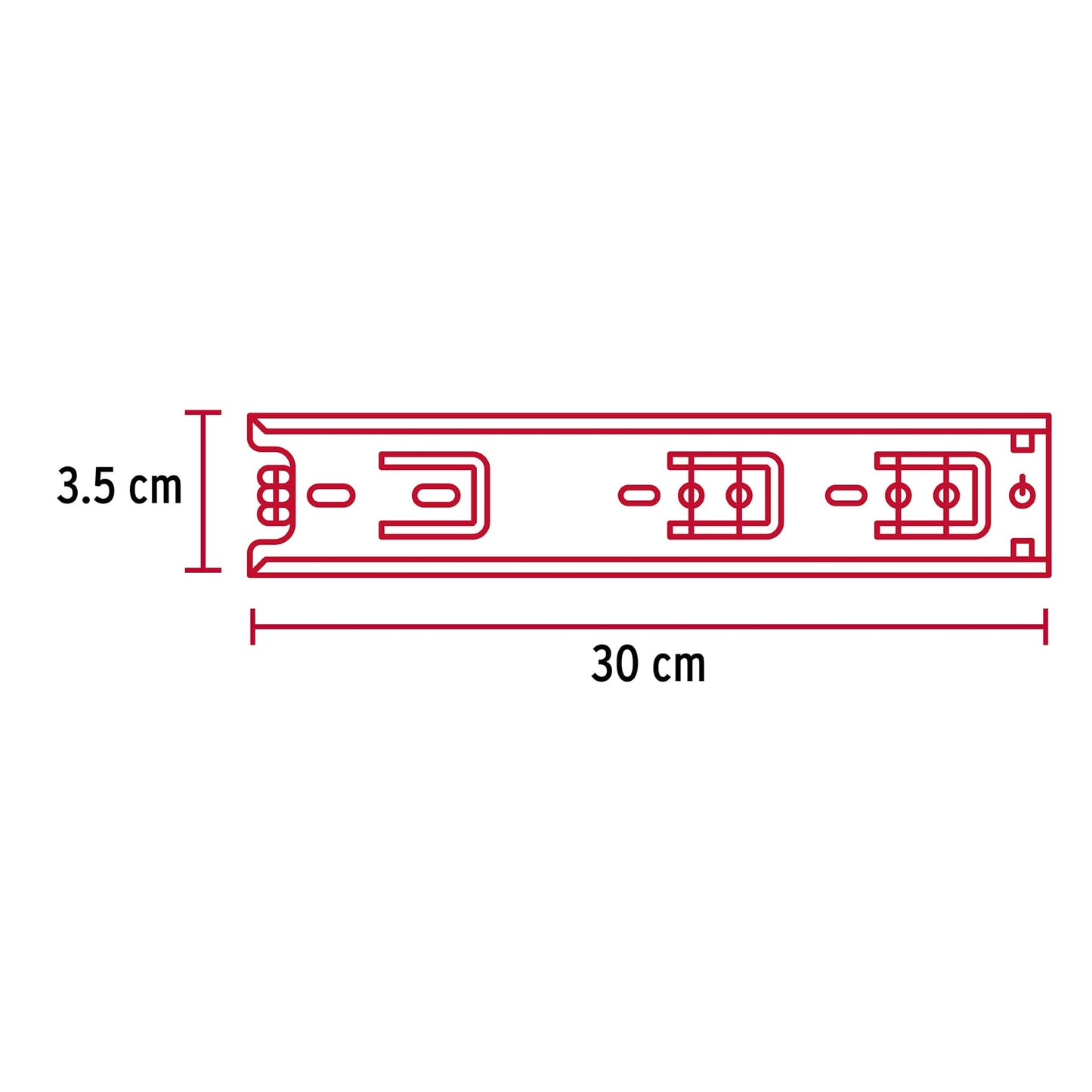 Bolsa con 2 correderas extensión 30 cm p/cajón, ancho 3.5 cm COR-330 43284 MM1