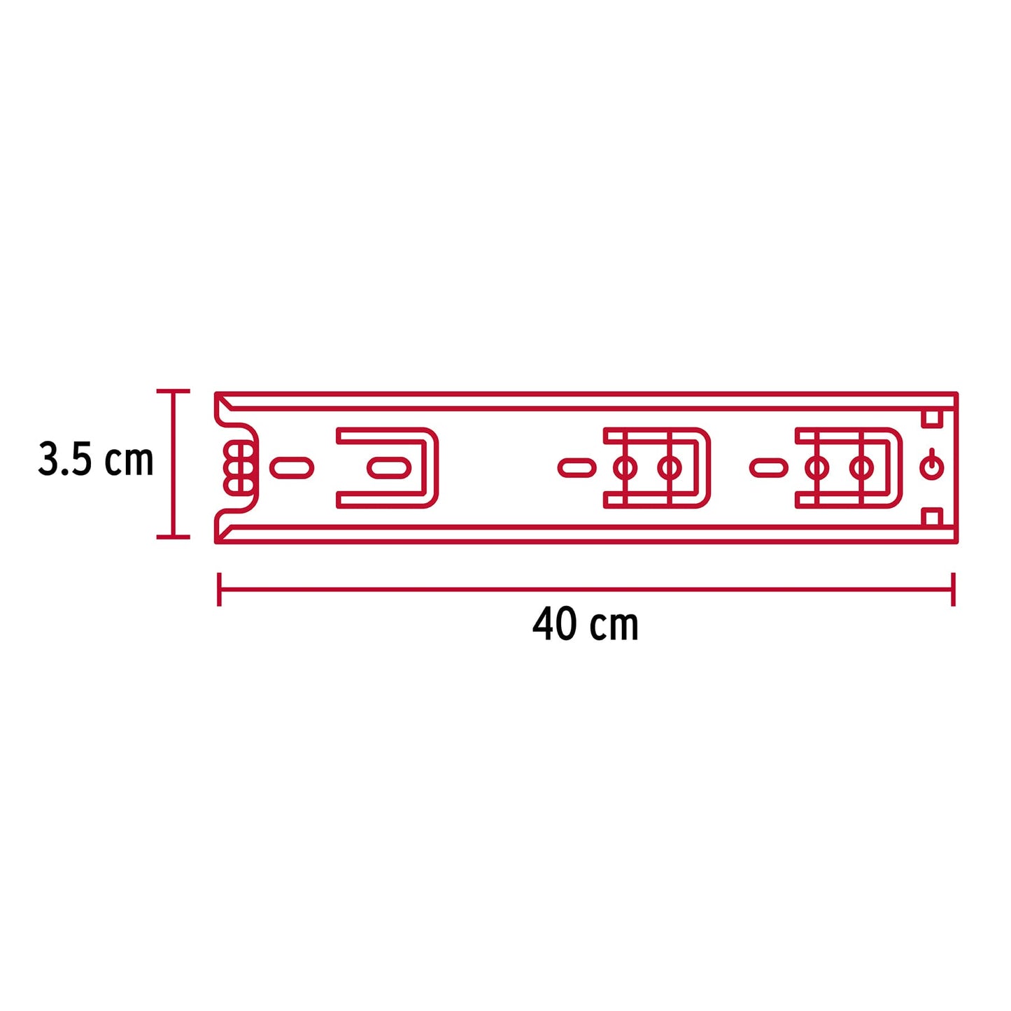 Bolsa con 2 correderas extensión 40 cm p/cajón, ancho 3.5 cm COR-340 43286 MM1