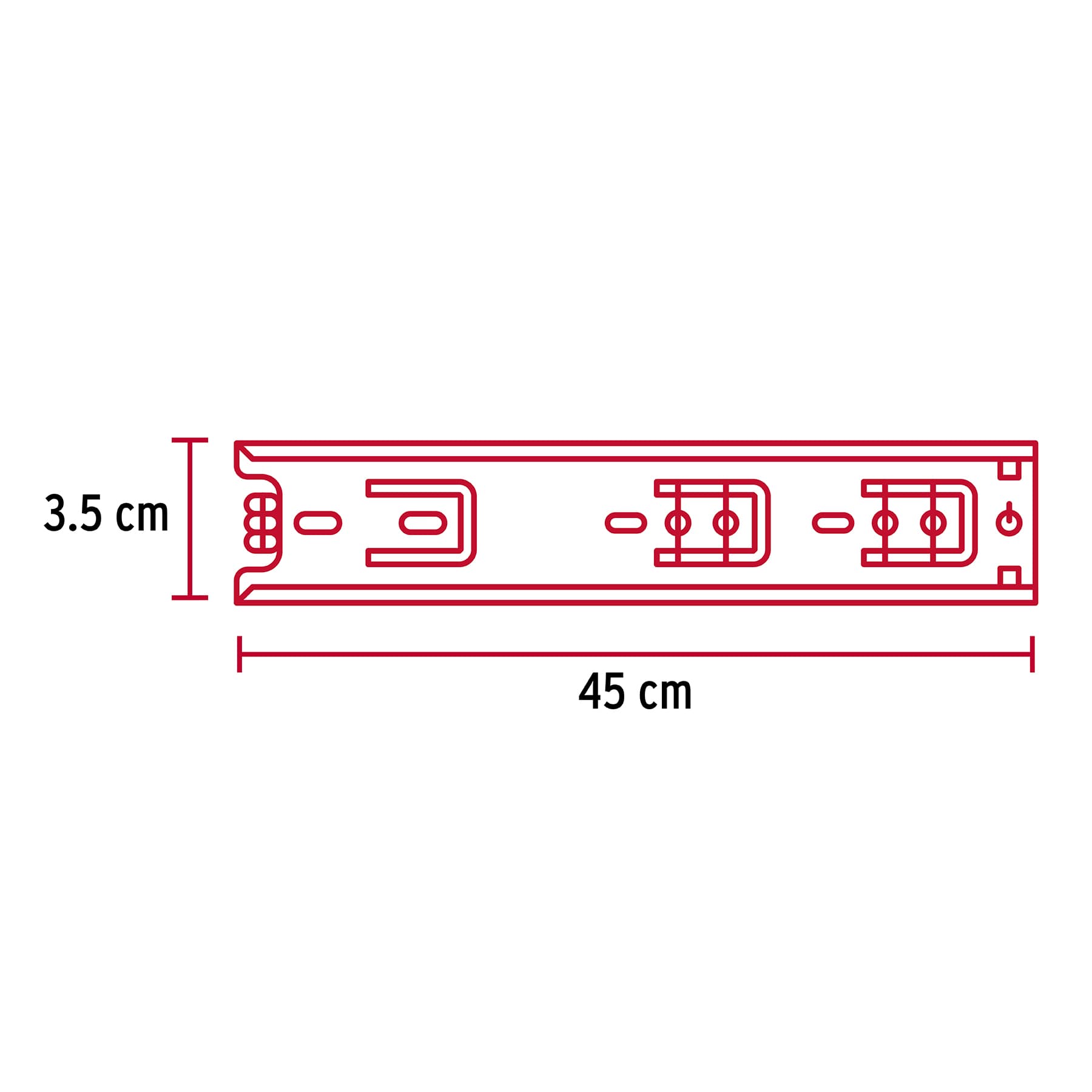 Bolsa con 2 correderas extensión 45 cm p/cajón, ancho 3.5 cm COR-345 43287 MM1