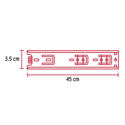 Bolsa con 2 correderas extensión 45 cm p/cajón, ancho 3.5 cm COR-345 43287 MM1