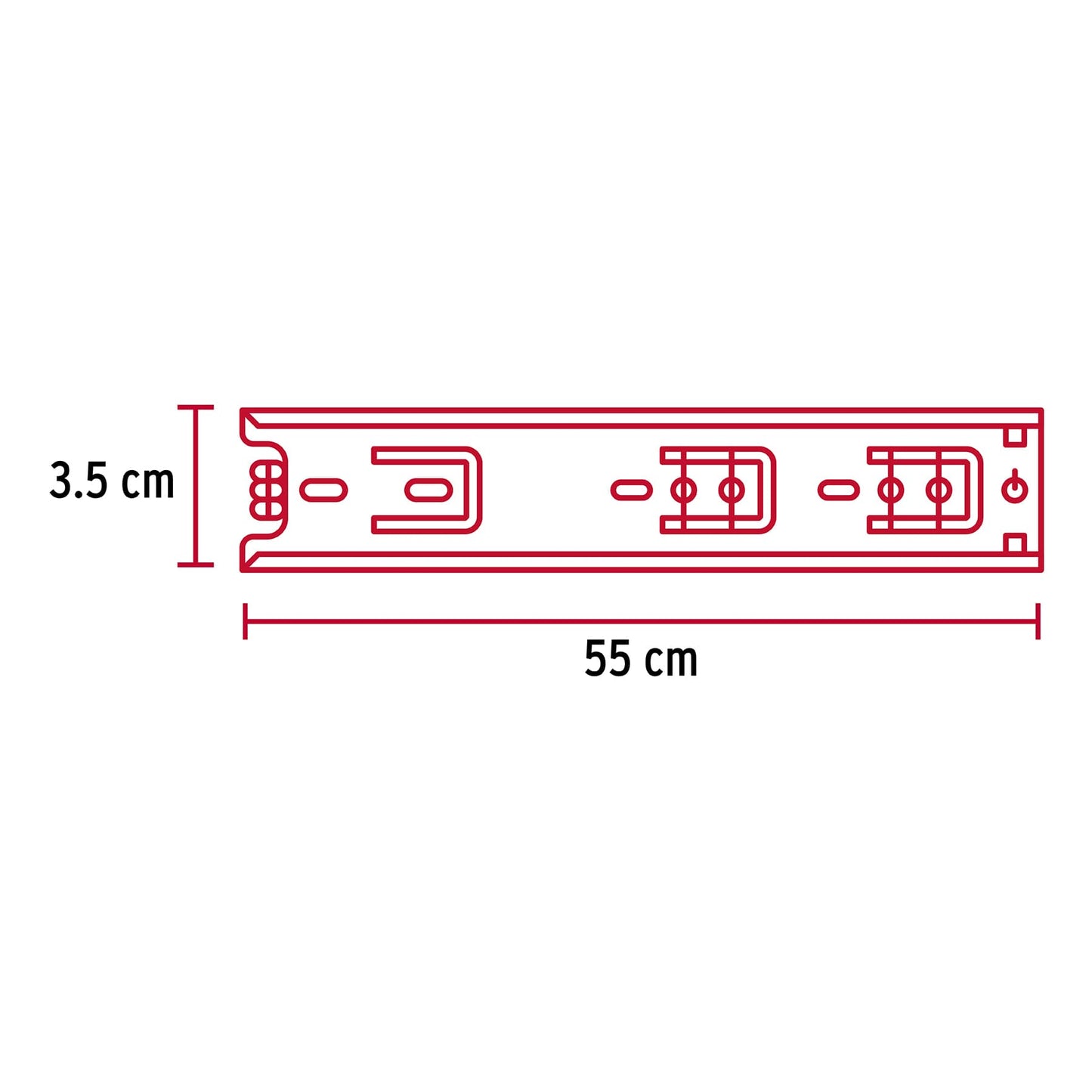 Bolsa con 2 correderas extensión 55 cm p/cajón, ancho 3.5 cm COR-355 43289 MM1