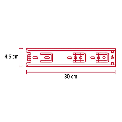 Bolsa con 2 correderas extensión 30 cm p/cajón, ancho 4.5 cm COR-430 43270 MM1