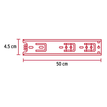 Bolsa con 2 correderas extensión 50 cm p/cajón, ancho 4.5 cm COR-450 43274 MM1