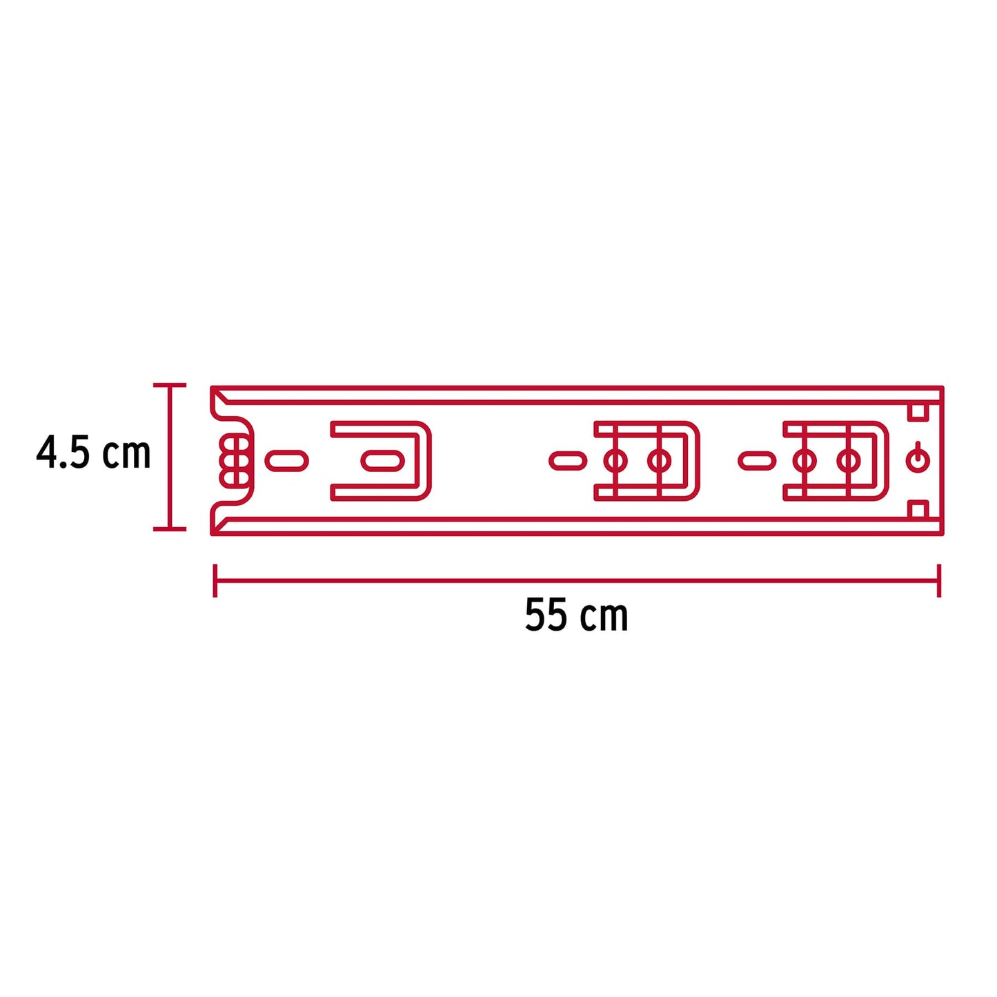 Bolsa con 2 correderas extensión 55 cm p/cajón, ancho 4.5 cm COR-455 43275 MM1