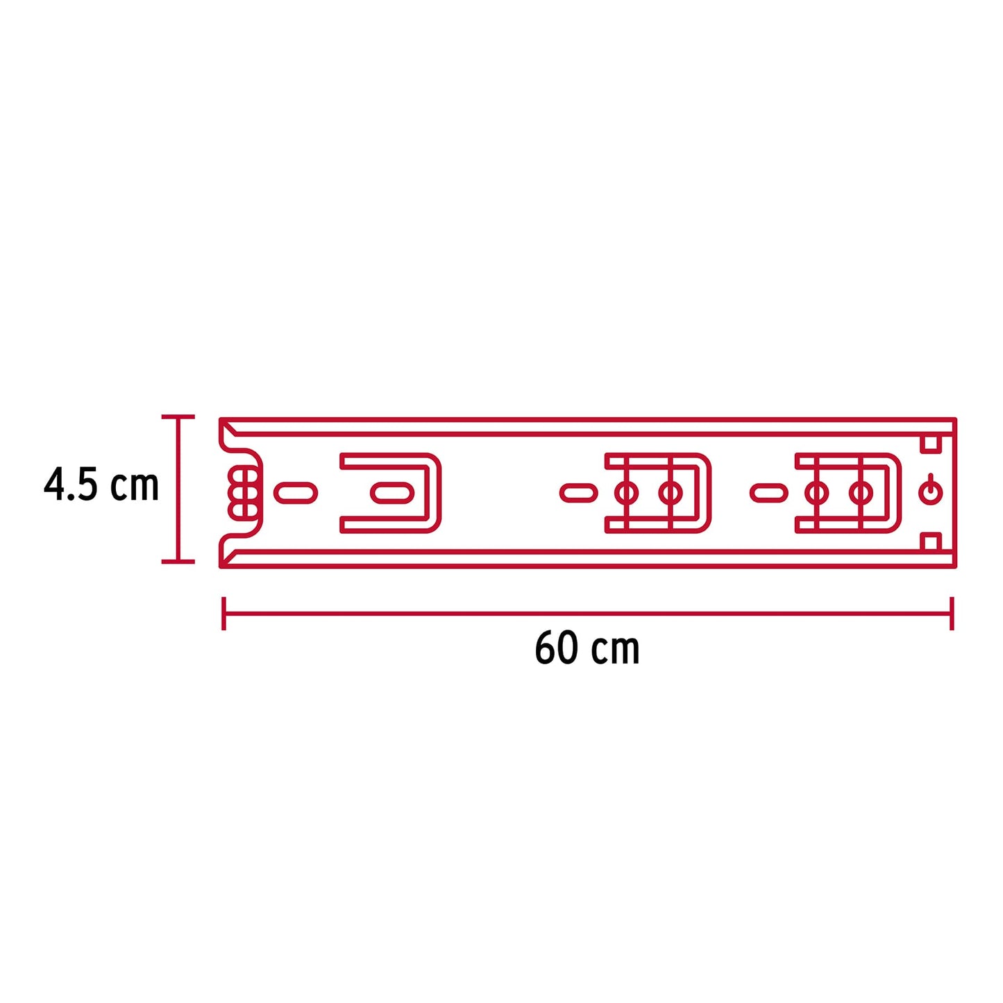 Bolsa con 2 correderas extensión 60 cm p/cajón, ancho 4.5 cm COR-460 43276 MM1