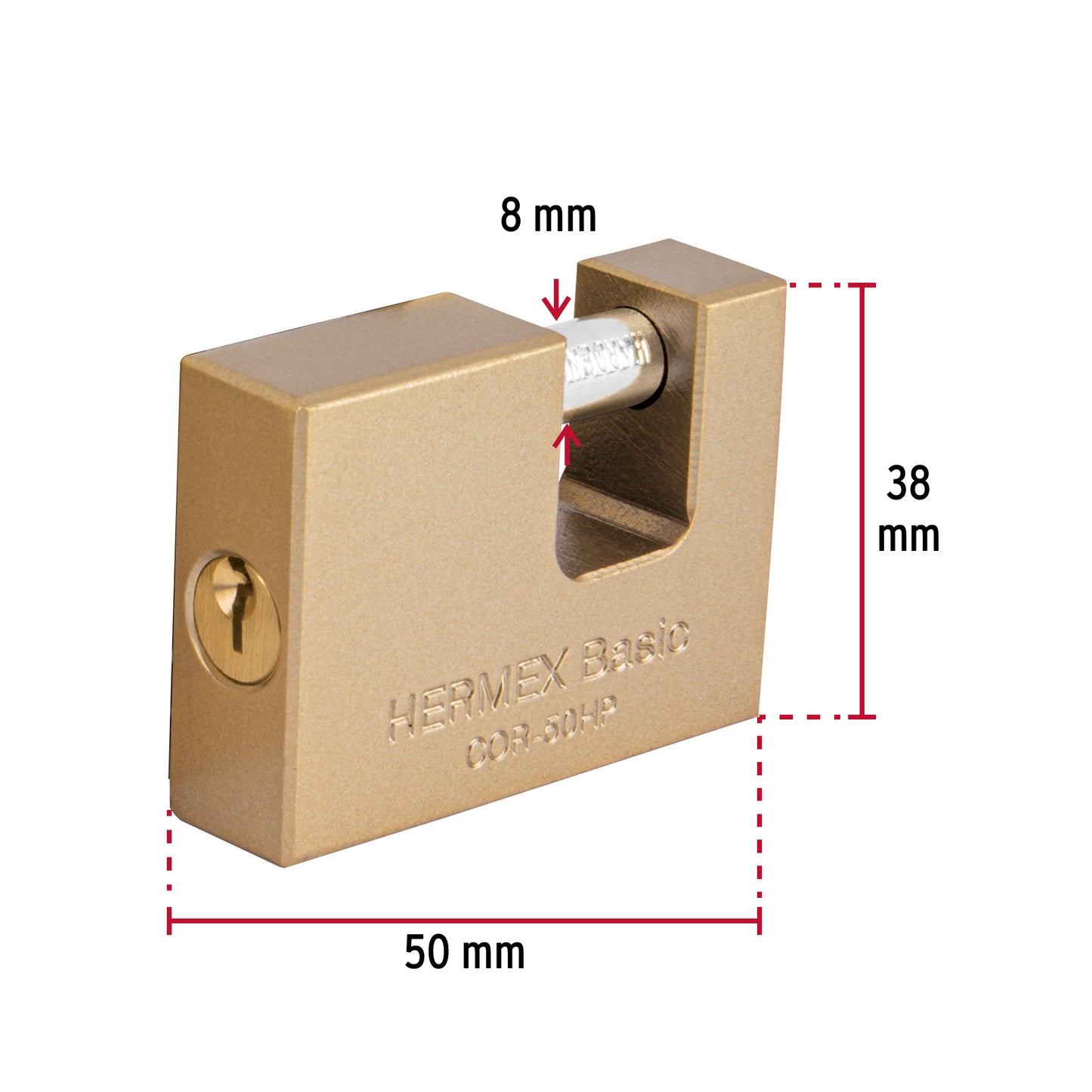 Candado antipalanca 50 mm cuerpo de hierro, Hermex Basic COR-50HP 22515 MM0