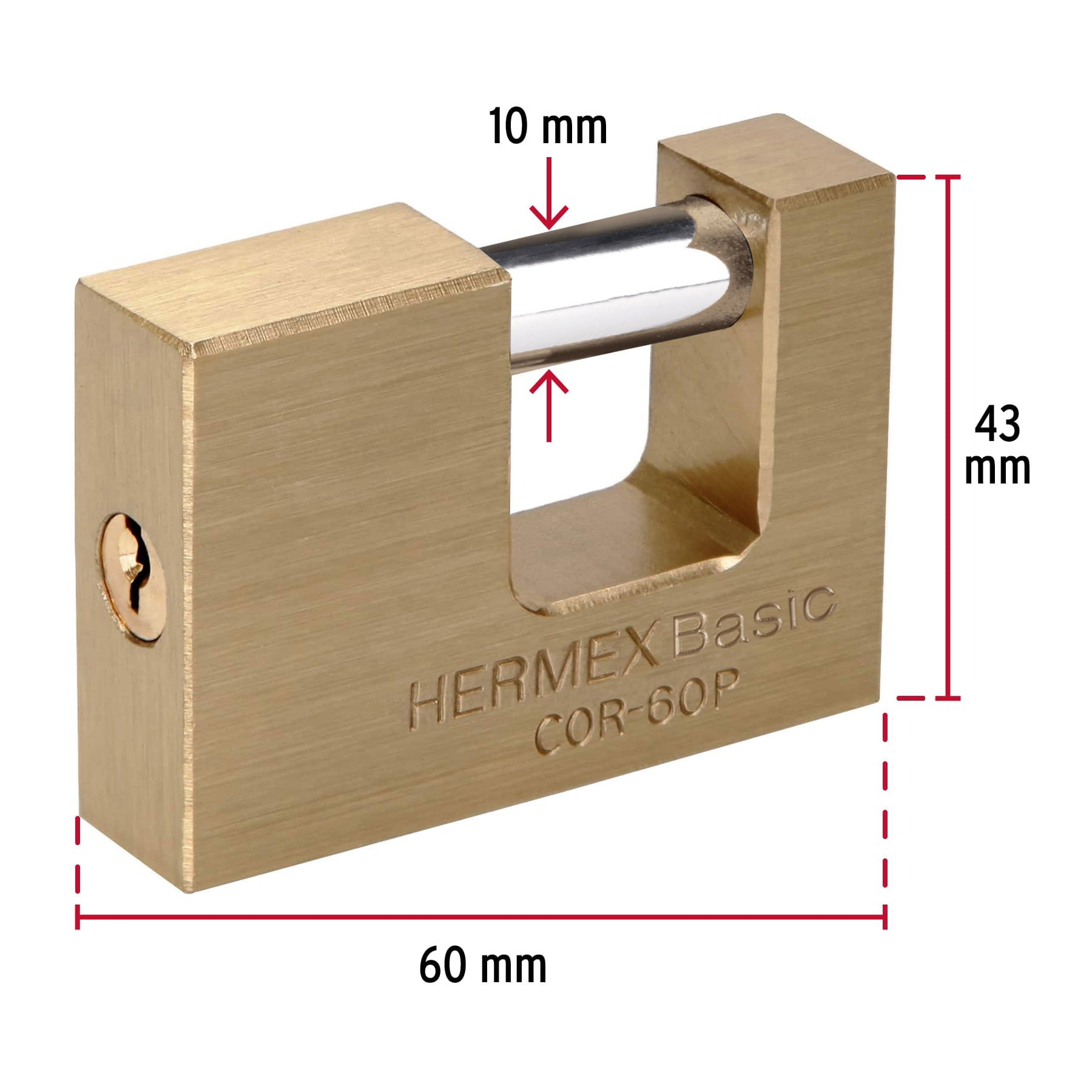 Candado antipalanca 60 mm cuerpo de latón, Hermex Basic COR-60P 22518 MM0