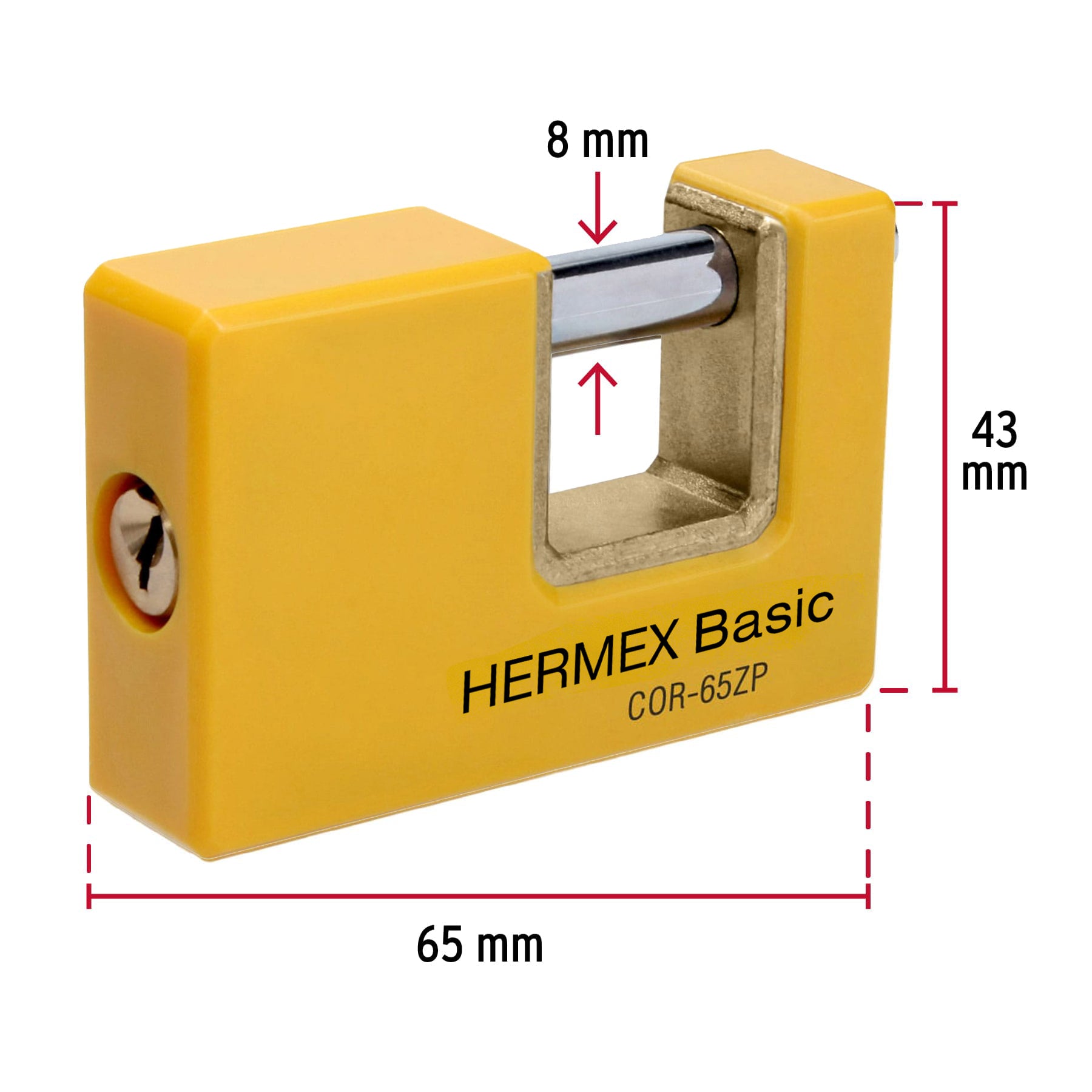 Candado antipalanca 65 mm cuerpo metálico, Hermex Basic COR-65ZP 22514 MM0