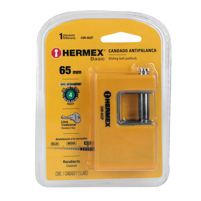 Candado antipalanca 65 mm cuerpo metálico, Hermex Basic COR-65ZP 22514 MM0