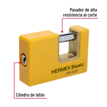 Candado antipalanca 65 mm cuerpo metálico, Hermex Basic COR-65ZP 22514 MM0