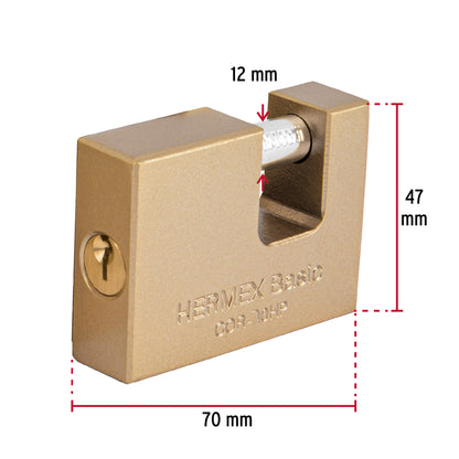 Candado antipalanca 70 mm cuerpo de hierro, Hermex Basic COR-70HP 23540 MM0