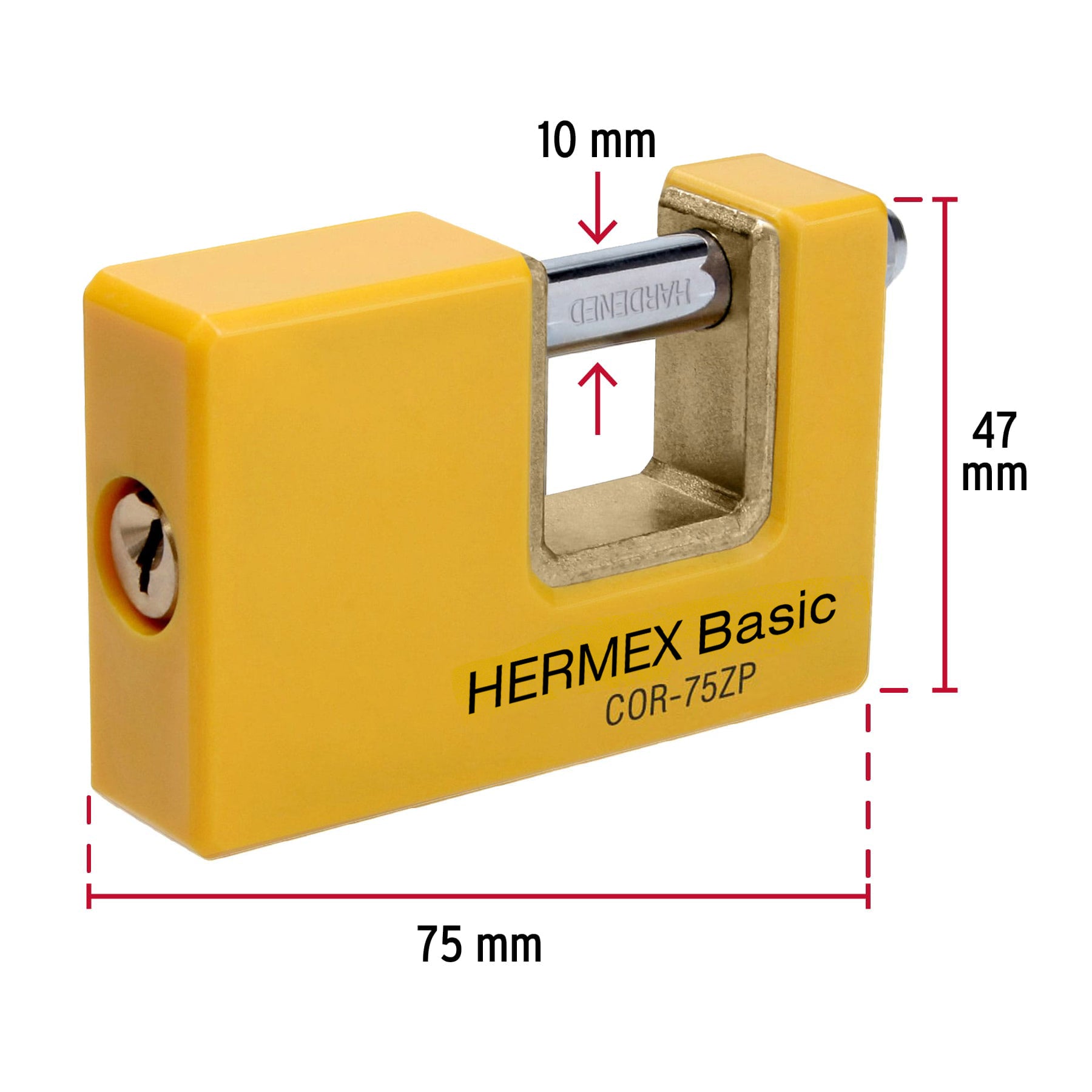 Candado antipalanca 75 mm cuerpo metálico, Hermex Basic COR-75ZP 23524 MM0