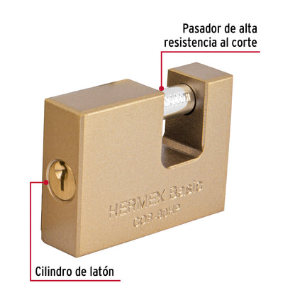 Candado antipalanca 80 mm cuerpo de hierro, Hermex Basic COR-80HP 22517 MM0