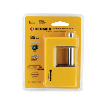 Candado antipalanca 85 mm cuerpo metálico, Hermex Basic COR-85ZP 27088 MM0