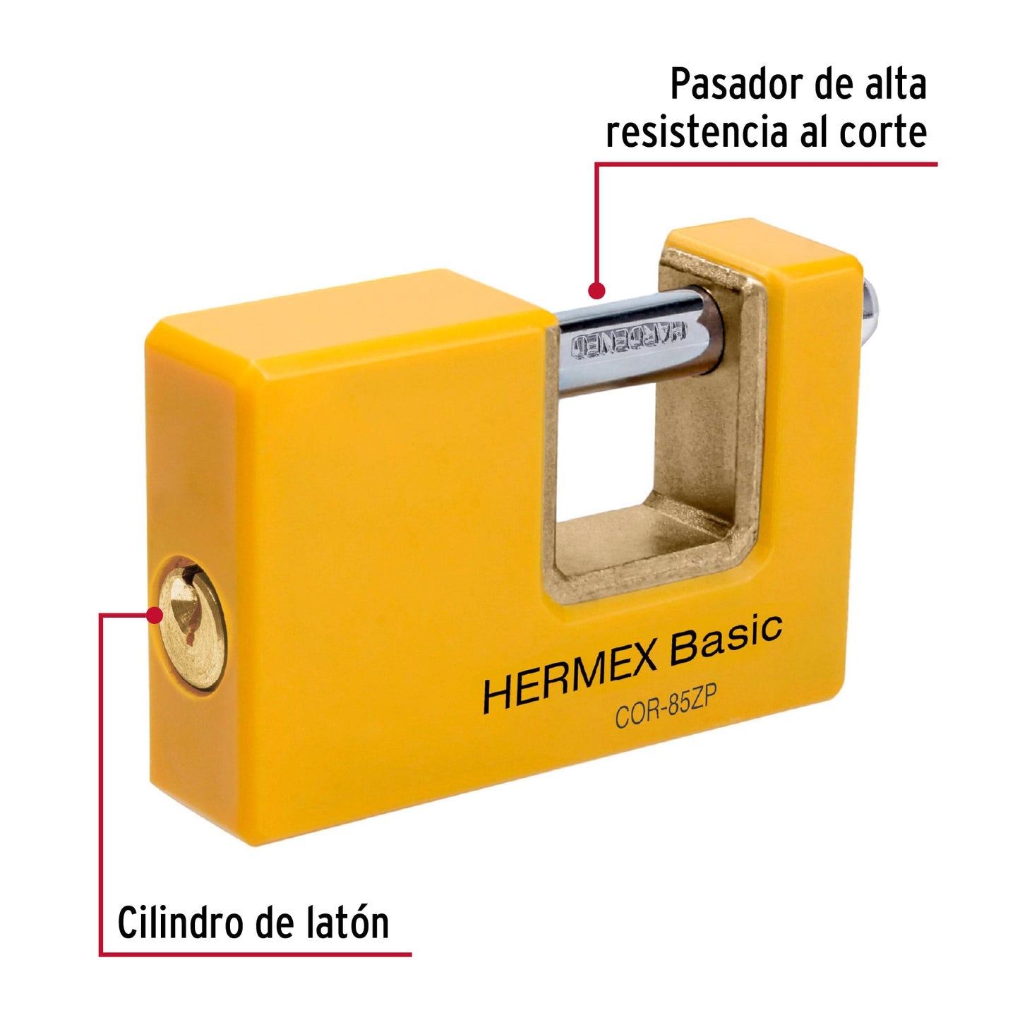 Candado antipalanca 85 mm cuerpo metálico, Hermex Basic COR-85ZP 27088 MM0