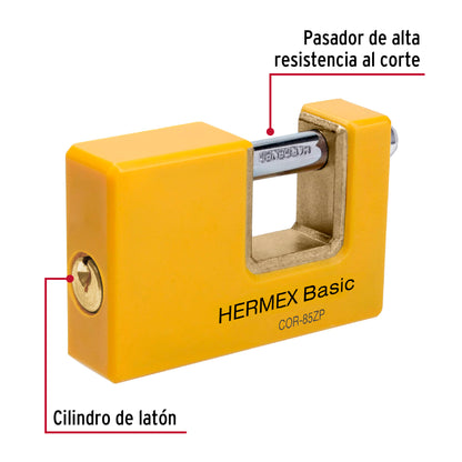 Candado antipalanca 85 mm cuerpo metálico, Hermex Basic COR-85ZP 27088 MM0