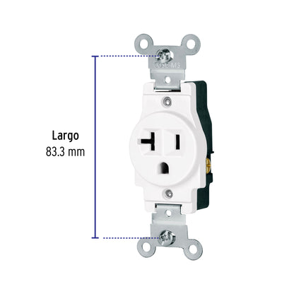 Contacto sencillo, 2 polos 3 hilos, 20 A, Standard, blanco COSE-MSB 47730 MM00